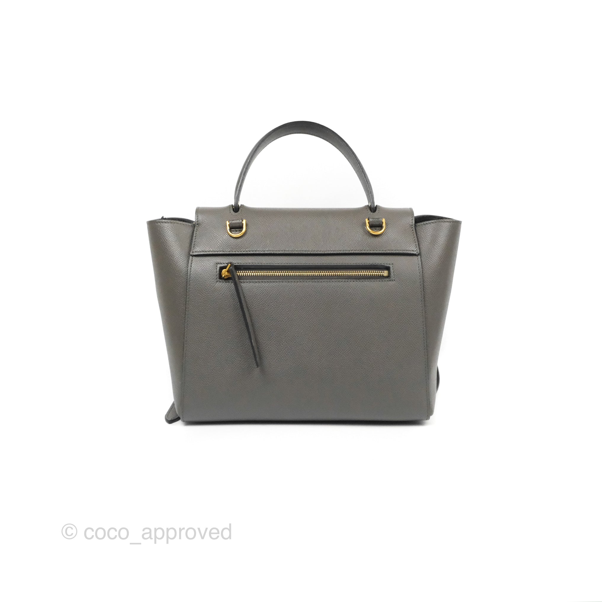 Celine Micro Belt Bag in Grey Grained Calfskin with Gold Hardware - Luxury Crossbody Bag for Women, Perfect for Work, Travel & Everyday Use