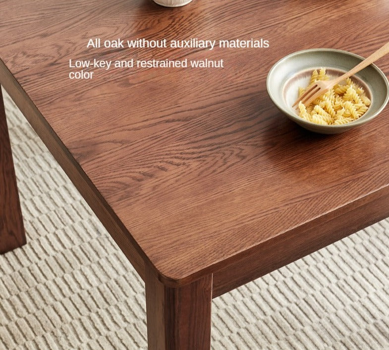 Solid Oak Wood Square Dining Table - Rustic Farmhouse Style for Kitchen, Dining Room & Small Space Gatherings