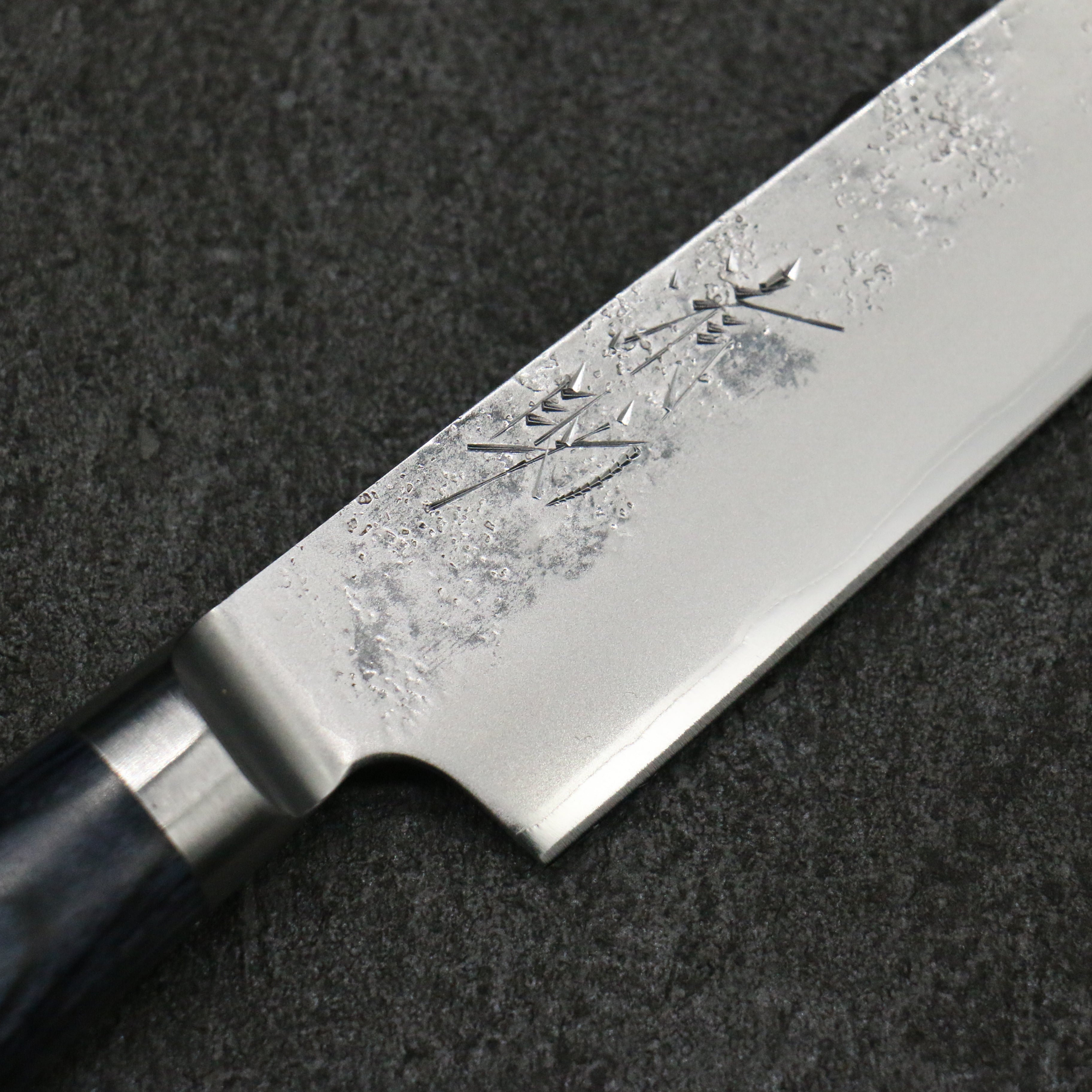 Premium Seisuke Blue Steel No.2 Nashiji Kiritsuke Petty Knife 145mm - Japanese Kitchen Utility Knife with Navy Blue Pakkawood Handle - Perfect for Slicing, Chopping & Precision Cutting in Professional & Home Kitchens