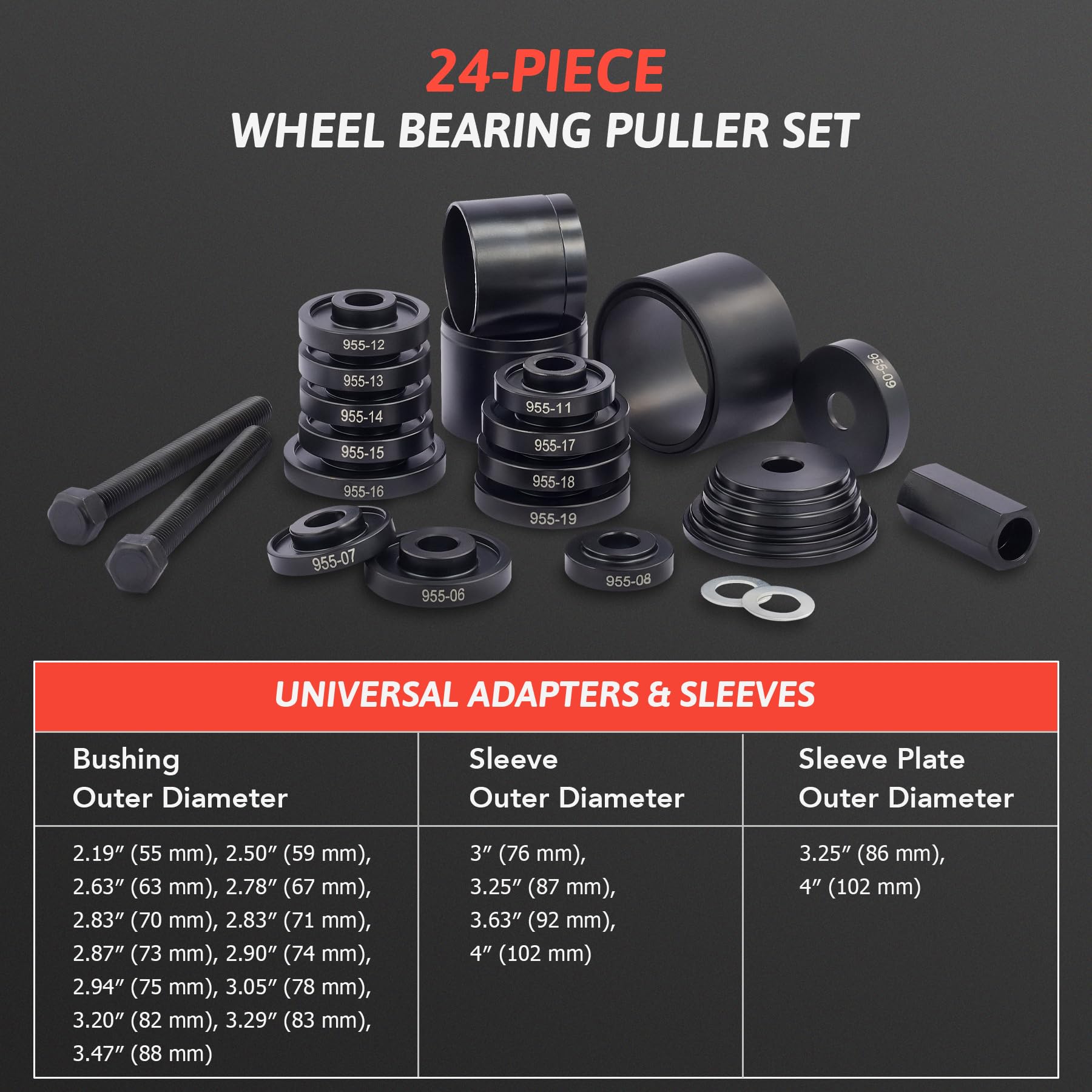 Orion Motor Tech Wheel Bearing Press Kit & Bearing Splitter Tool Kit - Professional Automotive Repair Tool Set for DIY Mechanics - Perfect for Wheel Bearing Replacement, Maintenance & Suspension Work