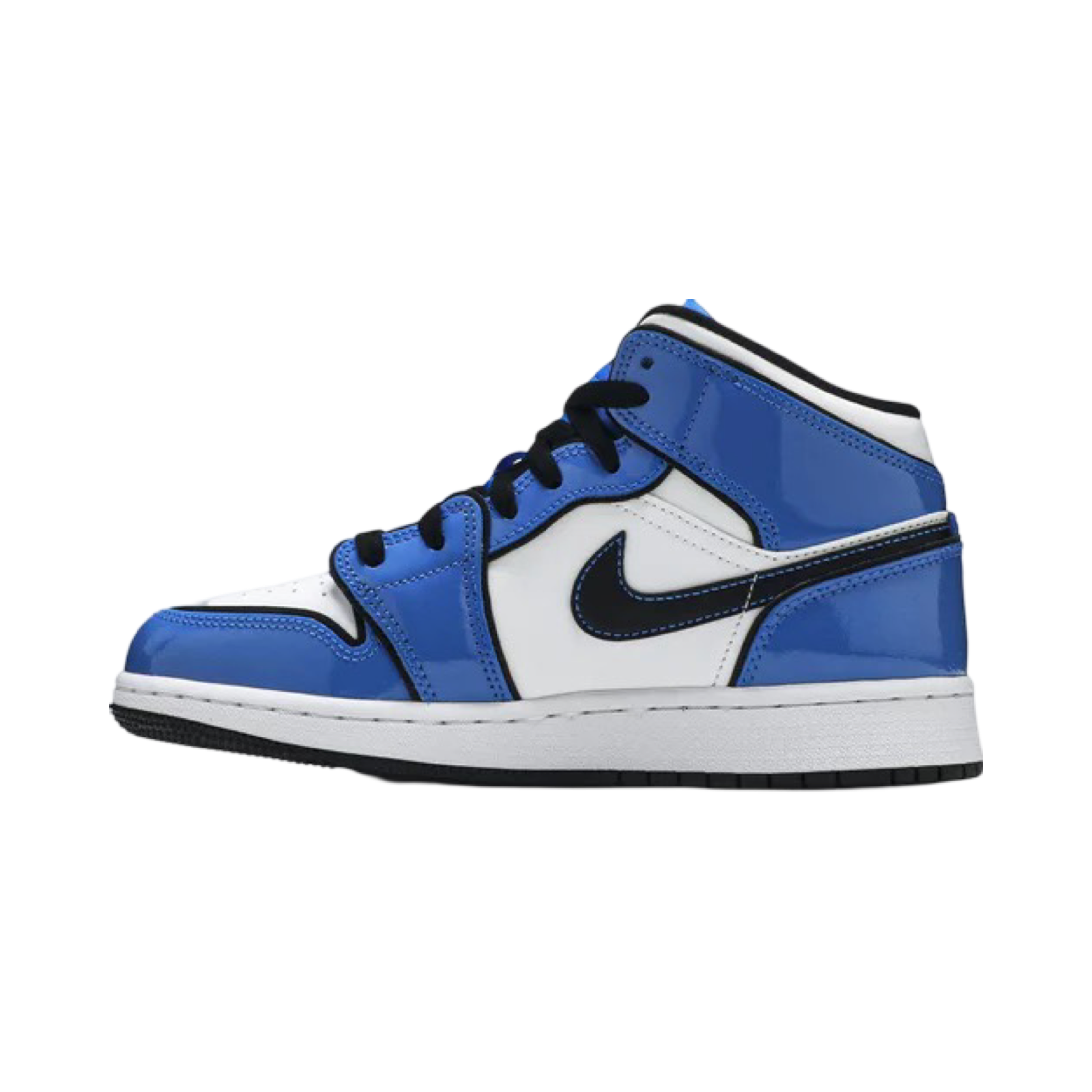 Air Jordan 1 Mid GS Sneakers - Signal Blue, White & Black Basketball Shoes for Girls - Perfect for School, Sports & Casual Wear