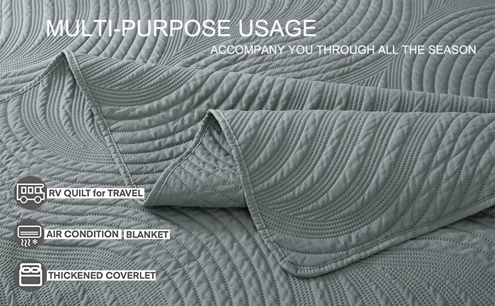 Premium King Size Gray Quilt Set - All Season Lightweight 3-Piece Bedding with Quilt & 2 Pillow Shams | Cozy Bedspread for Master Bedroom, Guest Room & Dorm Decor