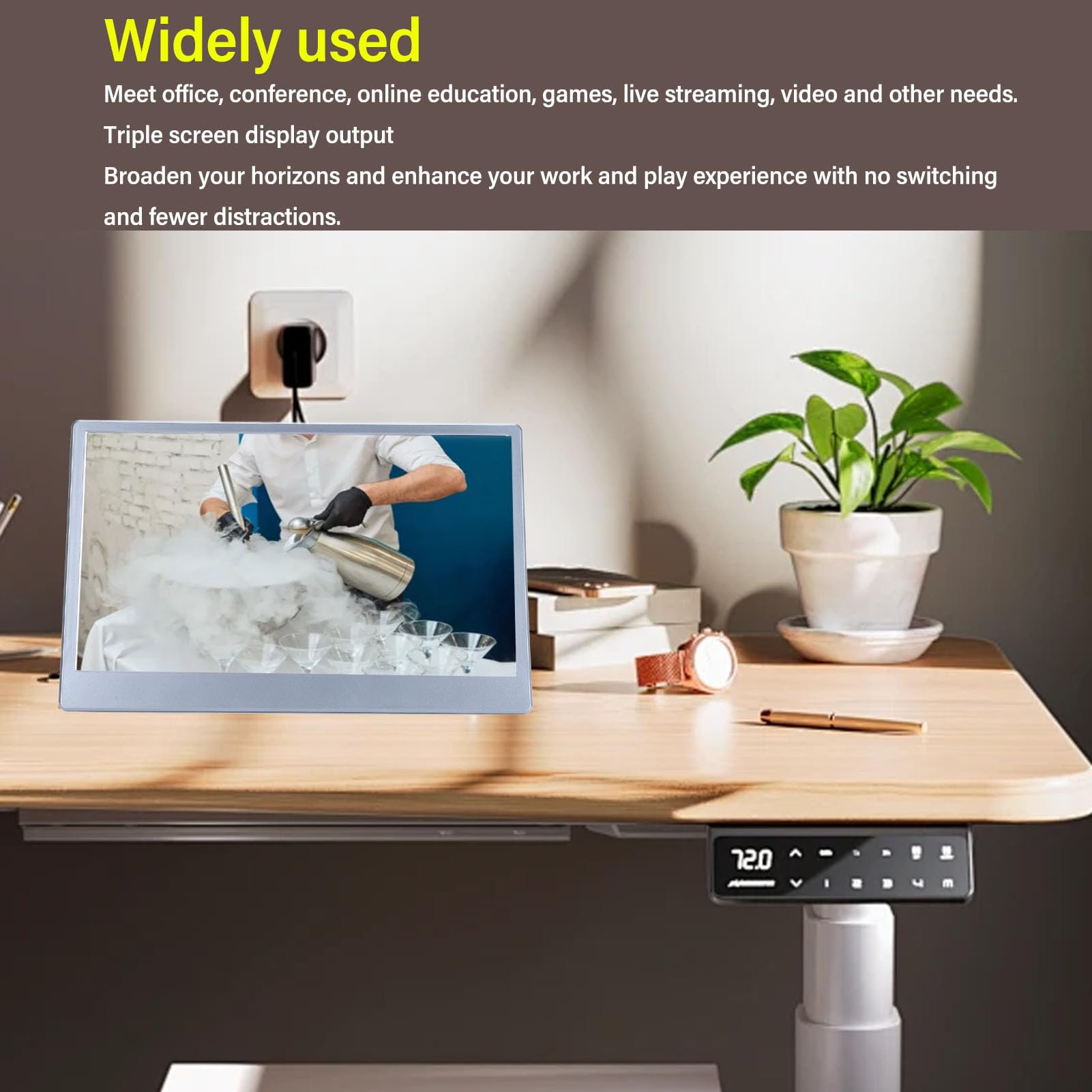 Fockety 11.6'' Portable Monitor - 1080P FHD Triple Screen Display, USB-C External Monitor for Laptop & PC, Travel-Friendly Mini Screen for Work, Gaming & Entertainment | Perfect for Business Trips, Remote Work & Multi-Tasking