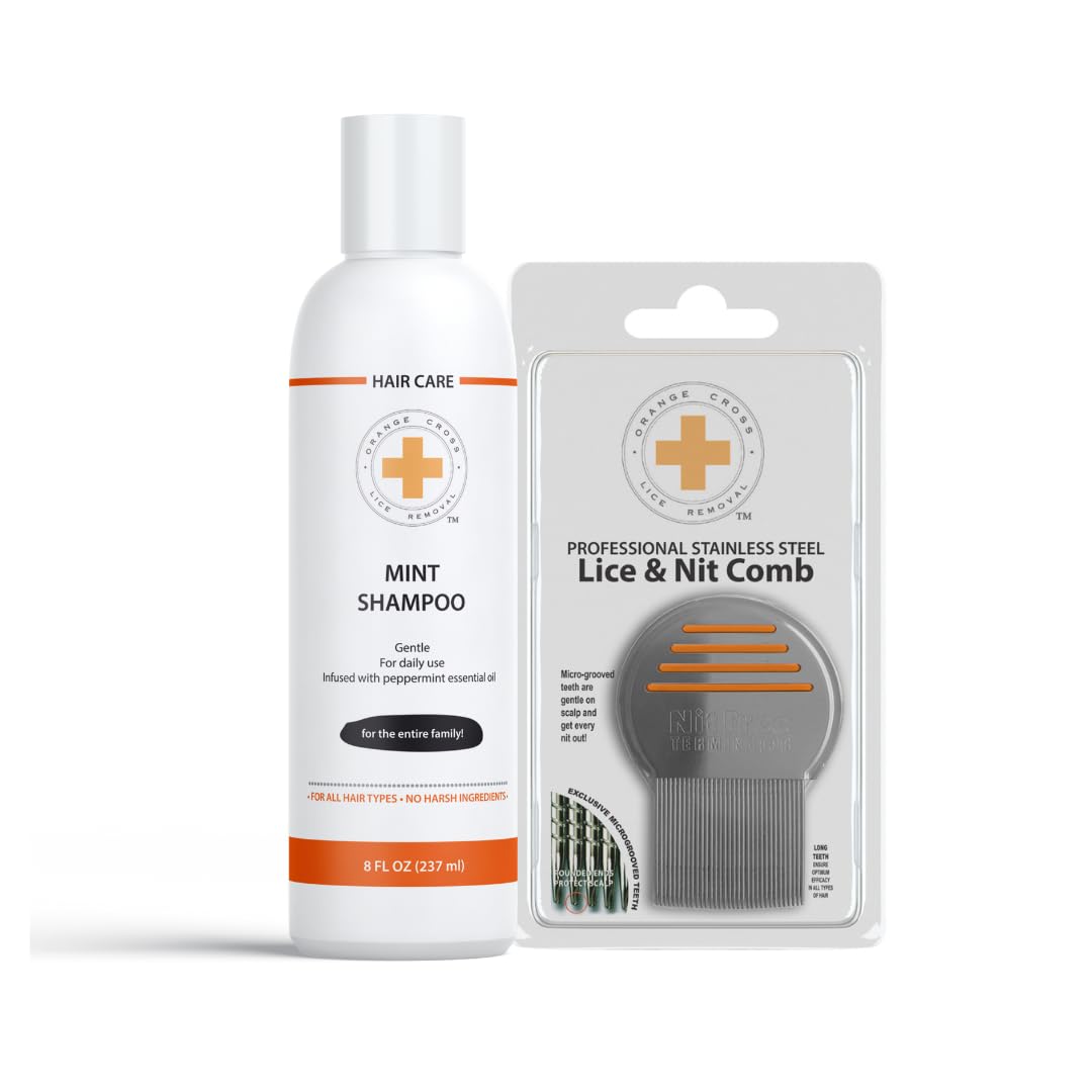 **Lice Shampoo & Stainless Steel Comb for Kids & Adults - Effective Head Lice Treatment, Nit & Super Lice Removal - Perfect for Home, School & Travel Use**