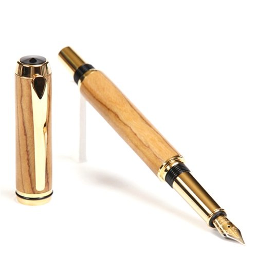 Lanier Pens Baron Fountain Pen - TN Gold Trim - Olivewood Barrel - Premium Writing Instrument for Calligraphy, Journaling & Gifting - Elegant Office & Home Desk Accessory