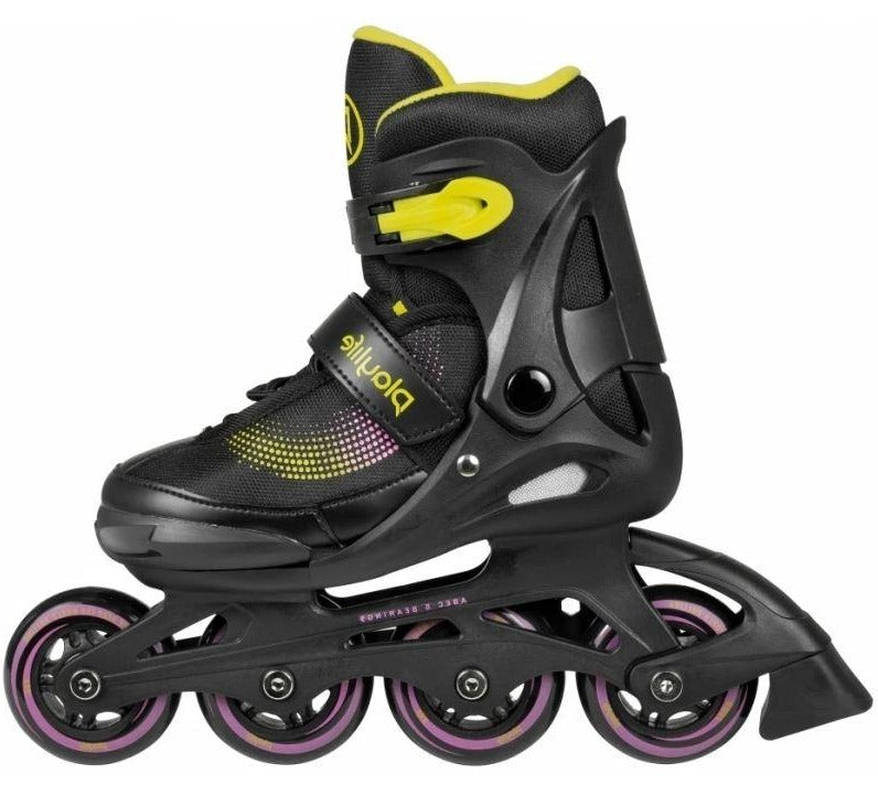 Playlife Joker Yellow Adjustable Inline Skates for Adults & Kids - Comfortable Rollerblades with Brake for Outdoor Fitness, Street Skating & Fun Family Activities