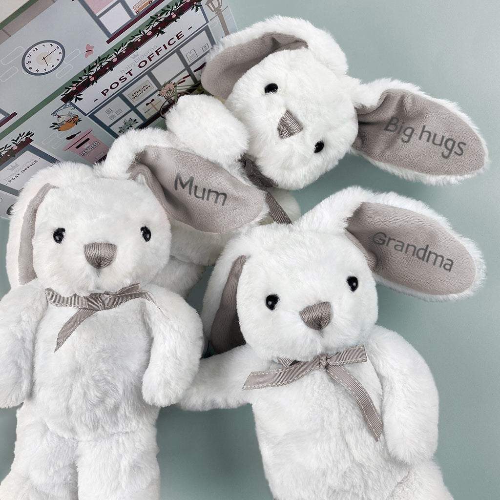 Send A Bunny Hug Grey Plush Stuffed Animal - Soft Cuddly Toy Gift for Kids, Valentine's Day & Easter | Perfect for Birthday Presents, Nursery Decor and Comforting Hugs
