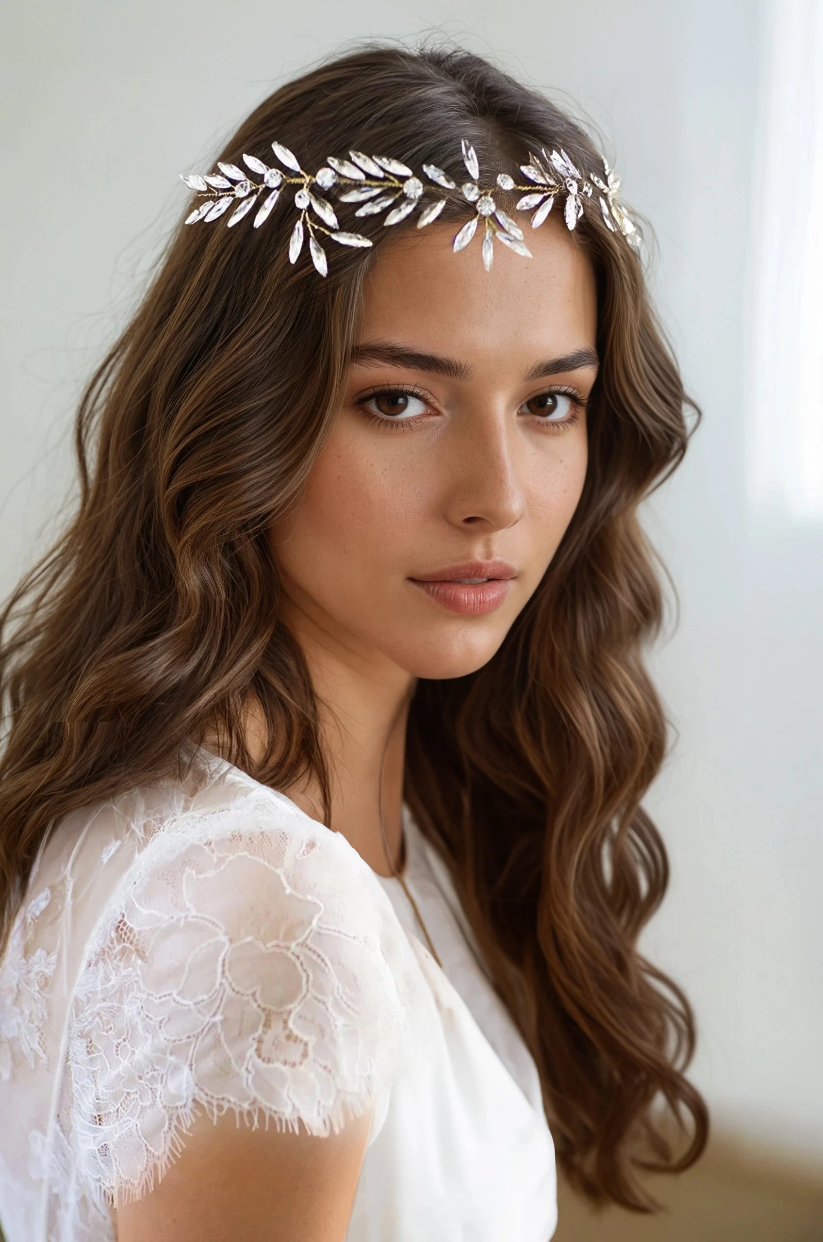 Daphne Halo Hair Clip - Elegant Rhinestone Bridal Headpiece for Weddings, Prom & Special Events