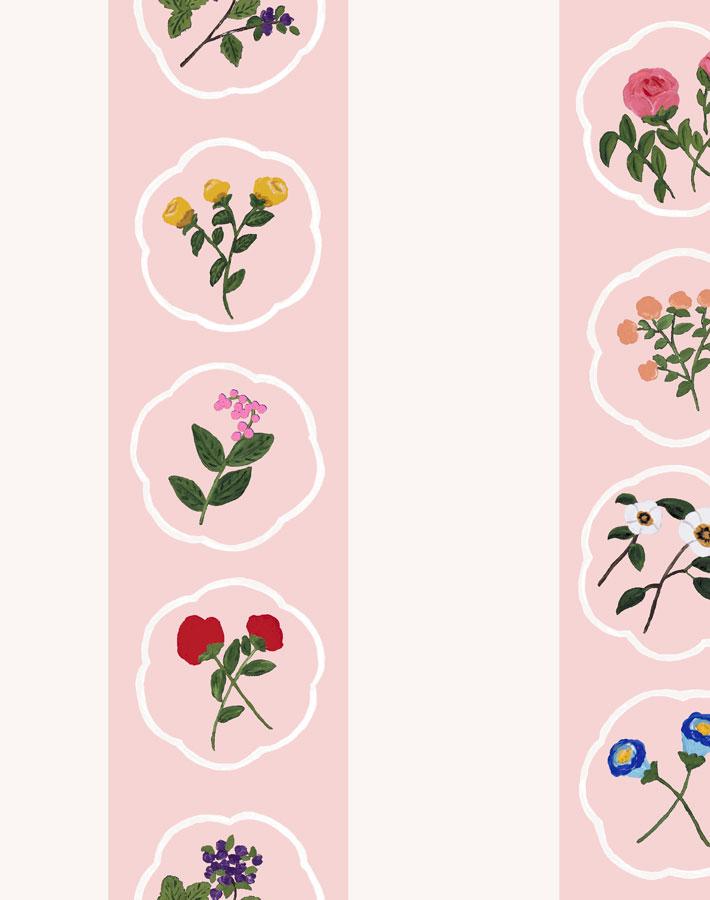 Montaigne Stripe Wallpaper by Carly Beck - Pink Floral Peel & Stick Wallpaper for Bedroom, Nursery, Living Room Decor