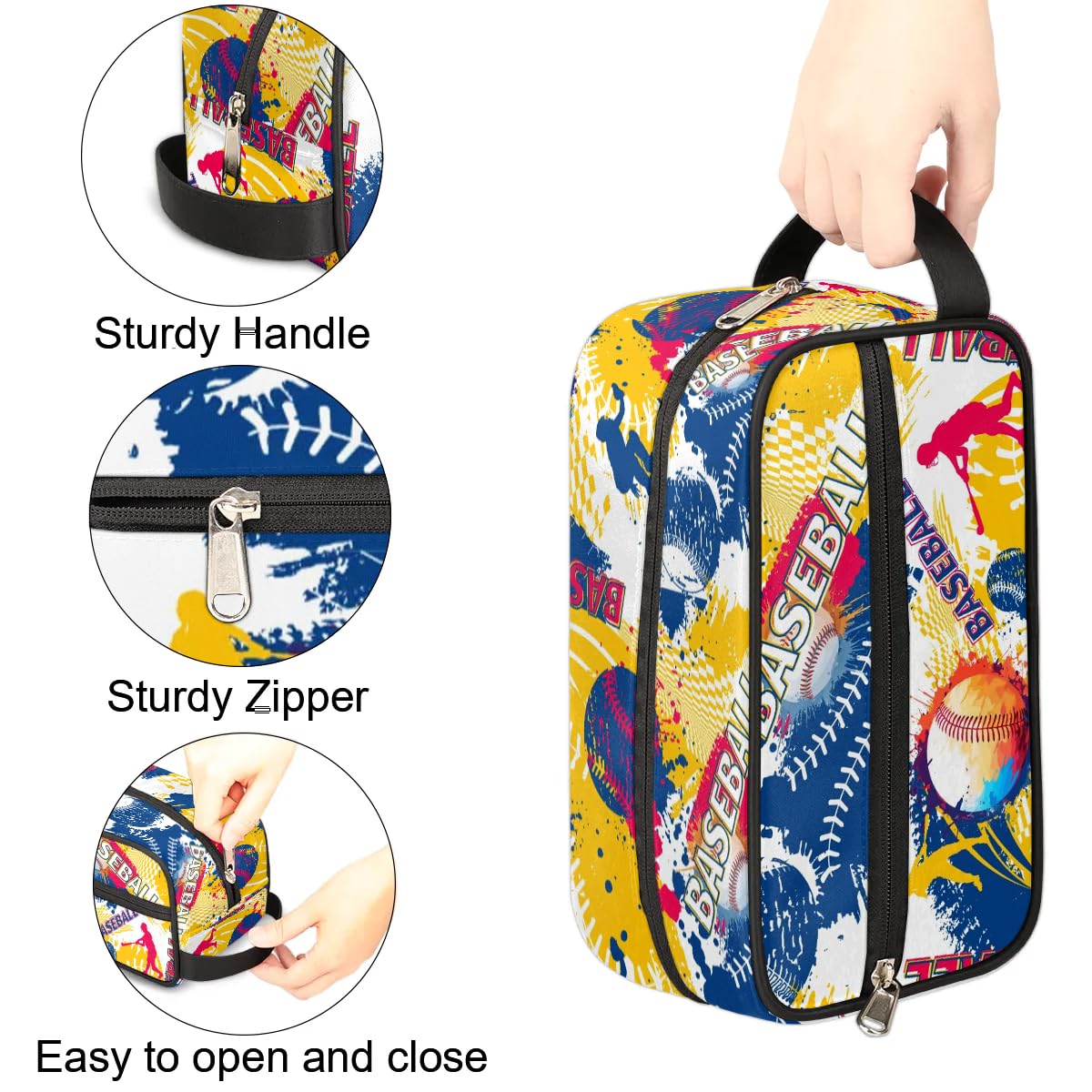 Waterproof Travel Toiletry Bag for Women & Men - Lightweight Cosmetic Organizer with Handle & Zip Pockets - Perfect for Gym, Beach, Camping & Baseball Games
