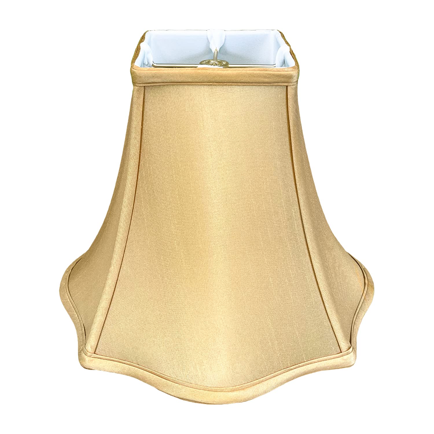 Royal Designs Flare Bottom Outside Square Bell Lamp Shade - Antique Gold Finish - 8x18x13.75 Inches - Perfect for Living Room, Bedroom & Office Lighting Decor