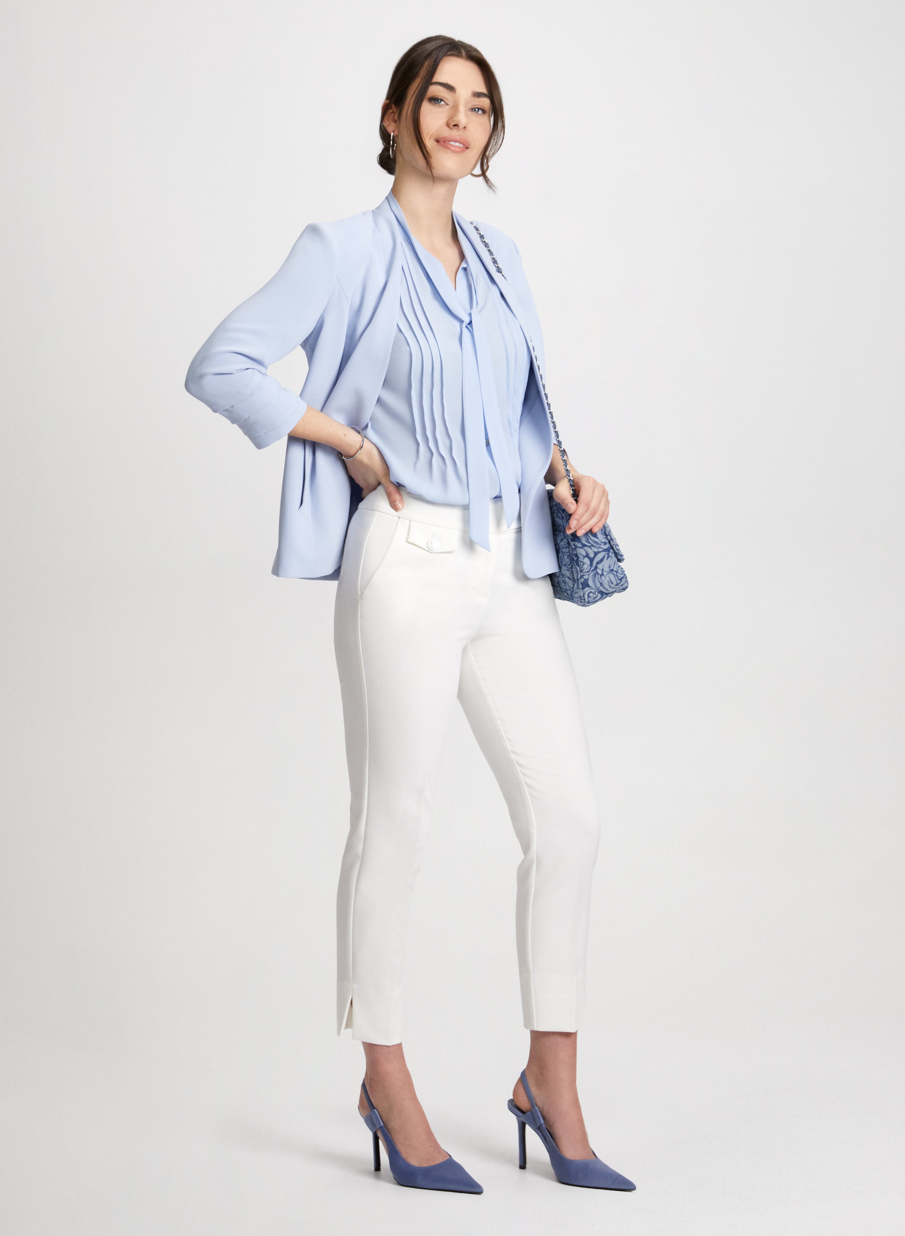 City Fit Slim Leg Ankle Pants for Women - High Waisted Stretch Work Pants for Office & Business Casual Wear