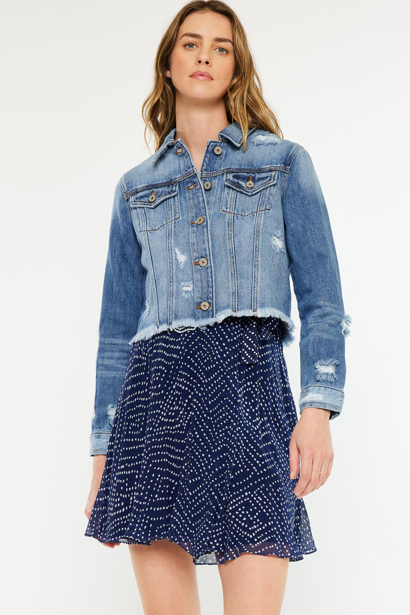 Vintage Distressed Denim Jacket for Men & Women - Classic Blue Washed Denim Trucker Jacket with Button Front & Chest Pockets | Perfect for Casual Outfits, Streetwear, and Layering in Fall & Spring