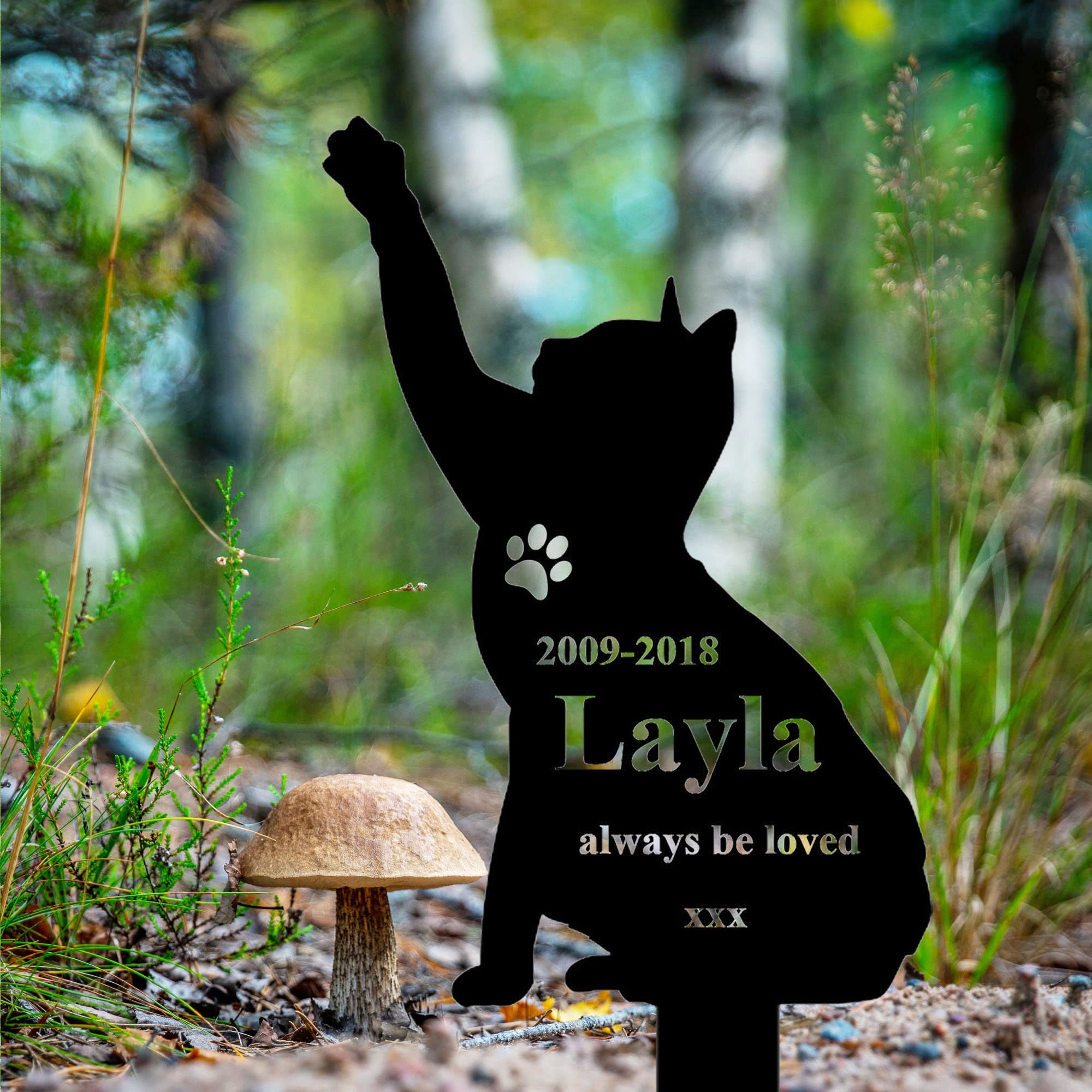 Personalized Cat Memorial Grave Stake - 12 Inch Outdoor Pet Loss Gift for Garden Burial - Heartfelt Tribute for Beloved Feline Companion | Perfect for Backyard Memorials & Pet Cemeteries