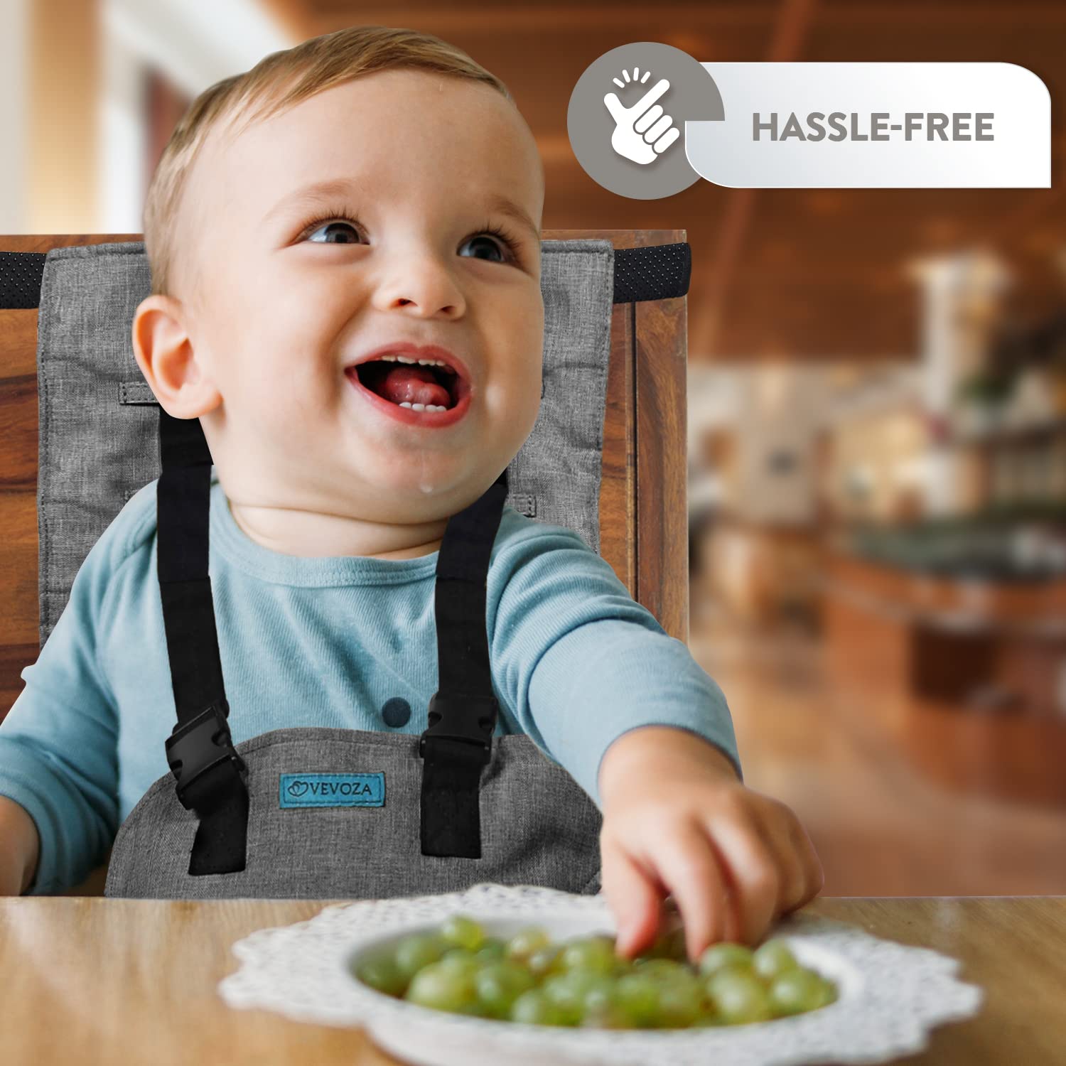 Portable Baby High Chair for Travel - Lightweight Foldable Highchair with Safety Harness | Perfect for Dining Out, Camping & Airplane Travel
