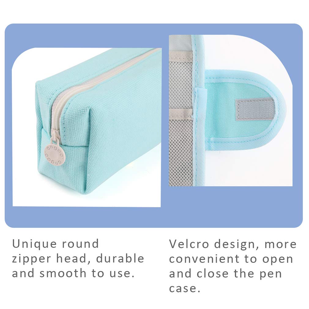iSuperb Large Capacity Canvas Pencil Case - Removable Zipper Pouch for School, Office & Travel - Stationery Organizer, Makeup Bag for Women & Girls (Blue) - Perfect for Backpack, Laptop Bag & Daily Essentials Storage