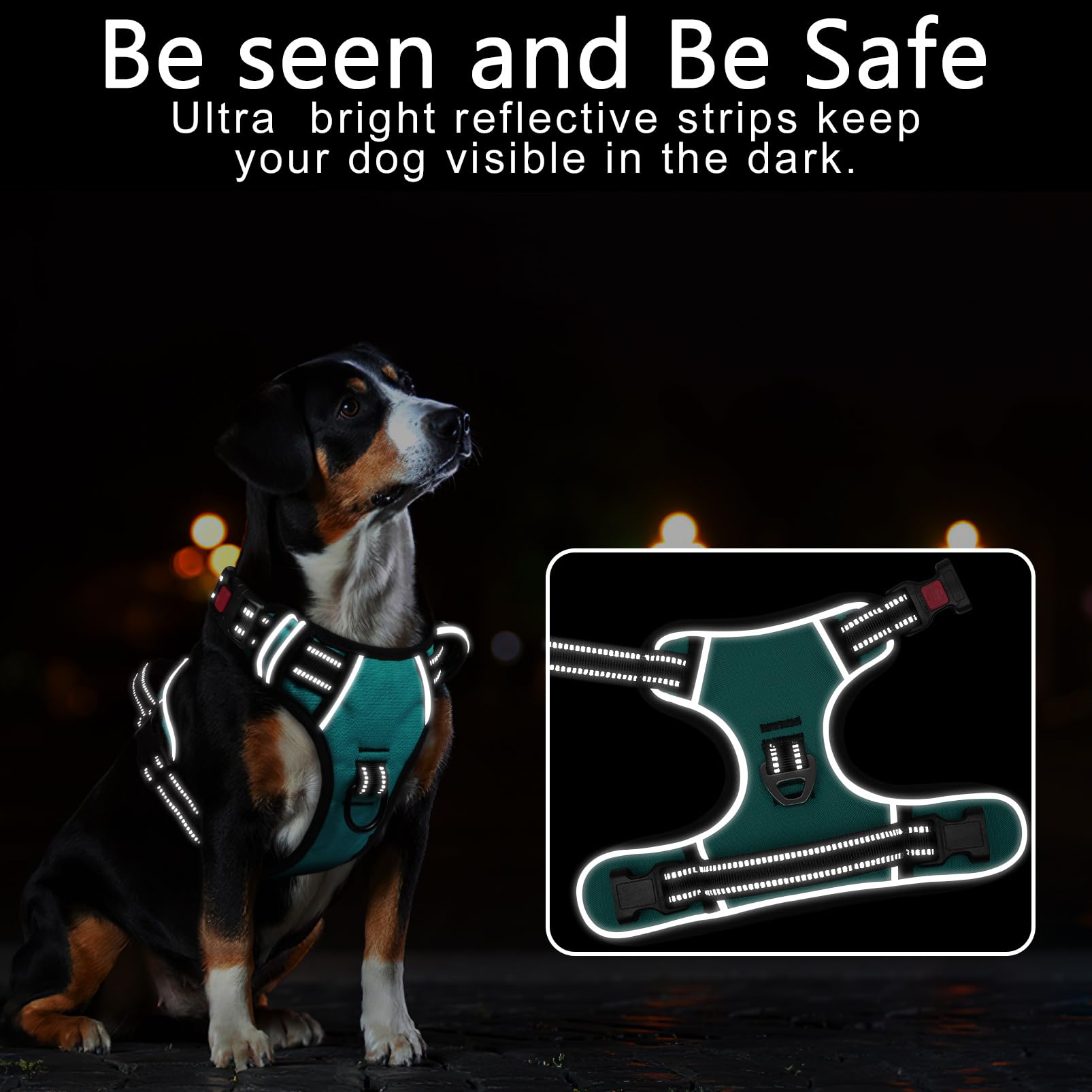 **Timos No-Pull Dog Harness with 3 Snap Buckles & 2 Leash Clips - Adjustable Soft Padded Reflective Vest for Small, Medium, Large & X-Large Dogs - No-Choke Oxford Design for Walking, Running & Outdoor Adventures**