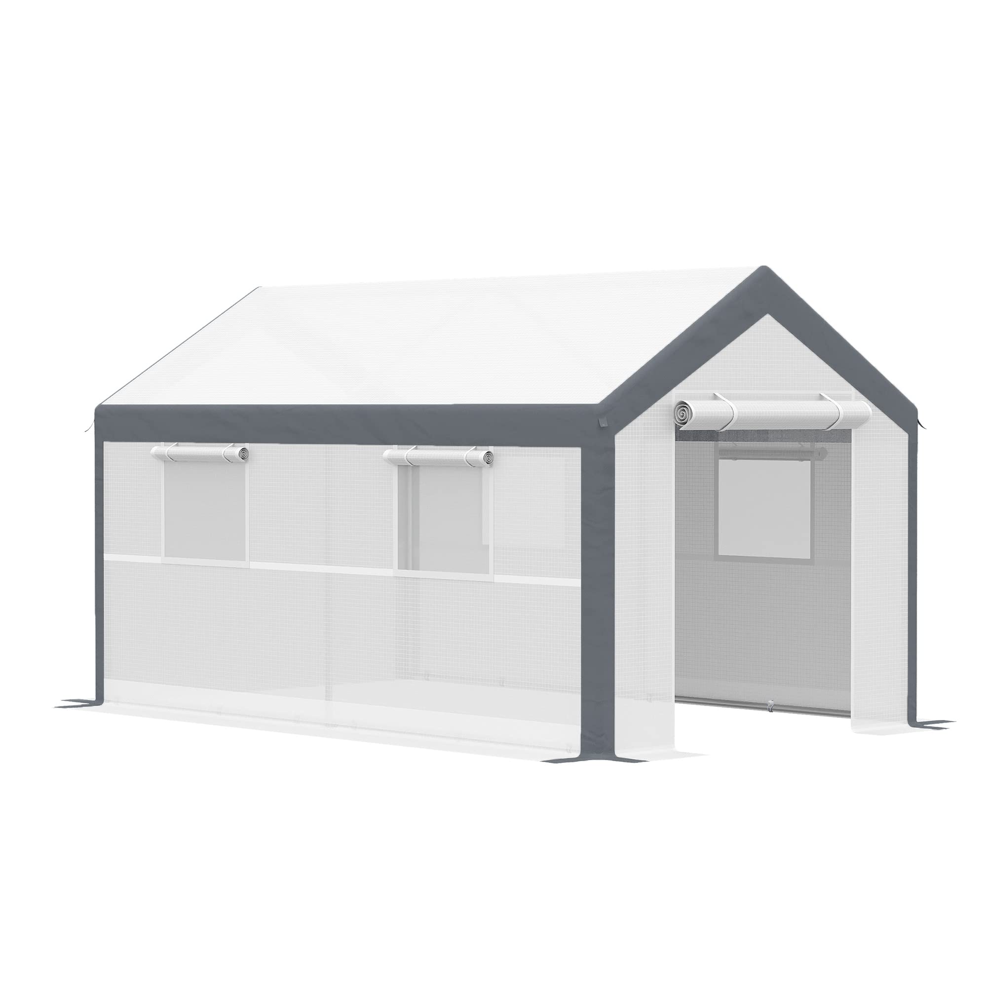 Outsunny 12x7x7 ft Walk-in Greenhouse for Outdoor Gardening - Portable Tunnel Hot House with Roll-Up Windows, Zippered Door & Weather Cover - Perfect for Seed Starting, Plant Protection & Year-Round Growing