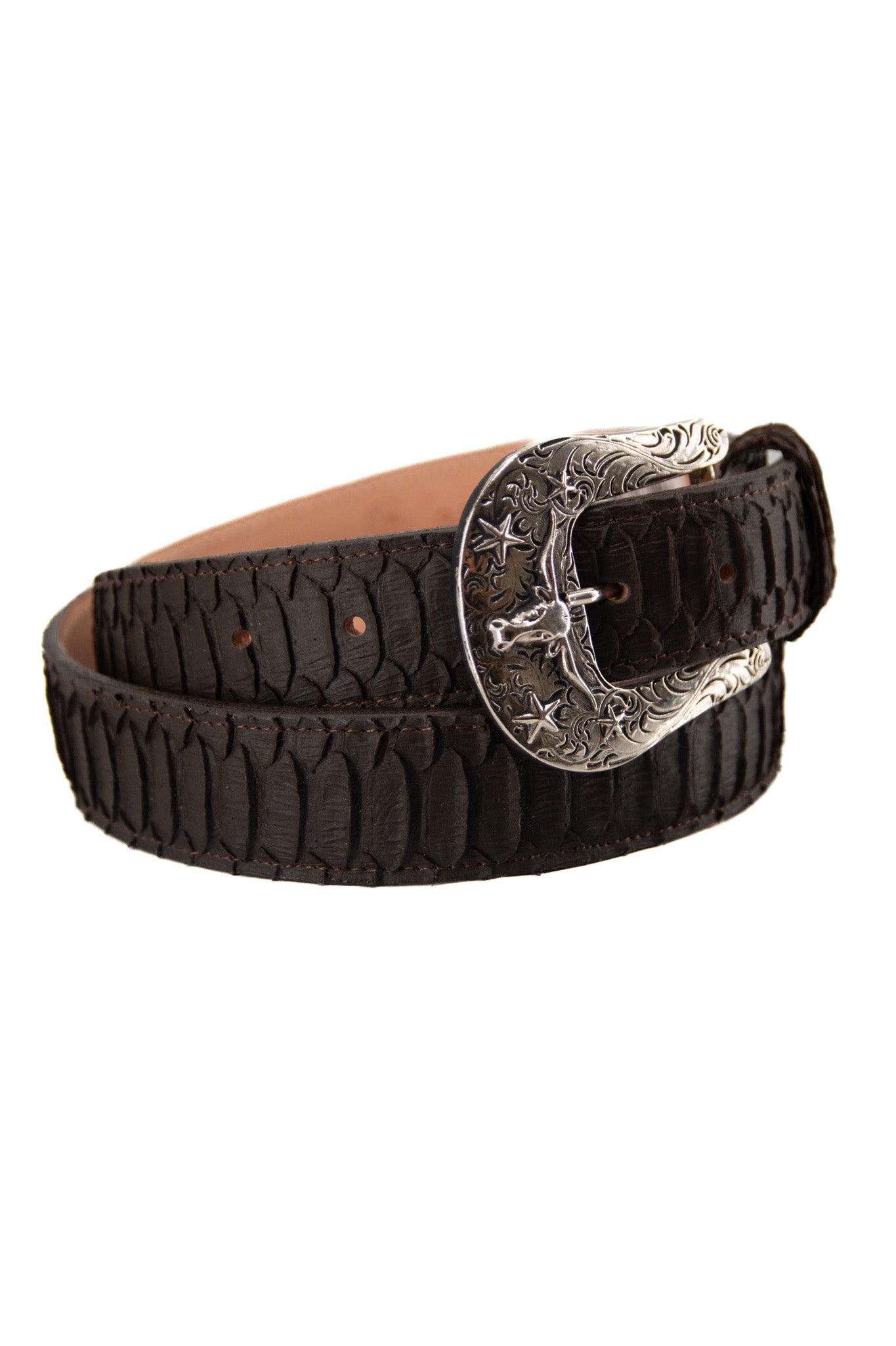 Python Longhorn X Buckle Cowboy Belt - Genuine Leather Western Belt for Men - Perfect for Rodeo, Country Music Festivals & Western Fashion Outfits