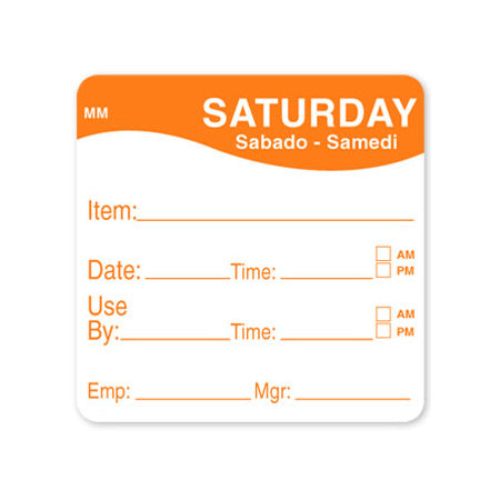 DayMark 1100356 Saturday MoveMark Labels - 2 x 2 Inch, Roll of 500 - Perfect for Food Rotation, Kitchen Organization & Commercial Use