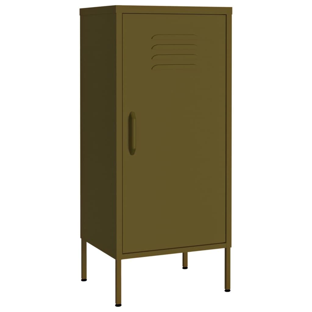 vidaXL Olive Green Steel Storage Cabinet with Adjustable Shelves - 16.7