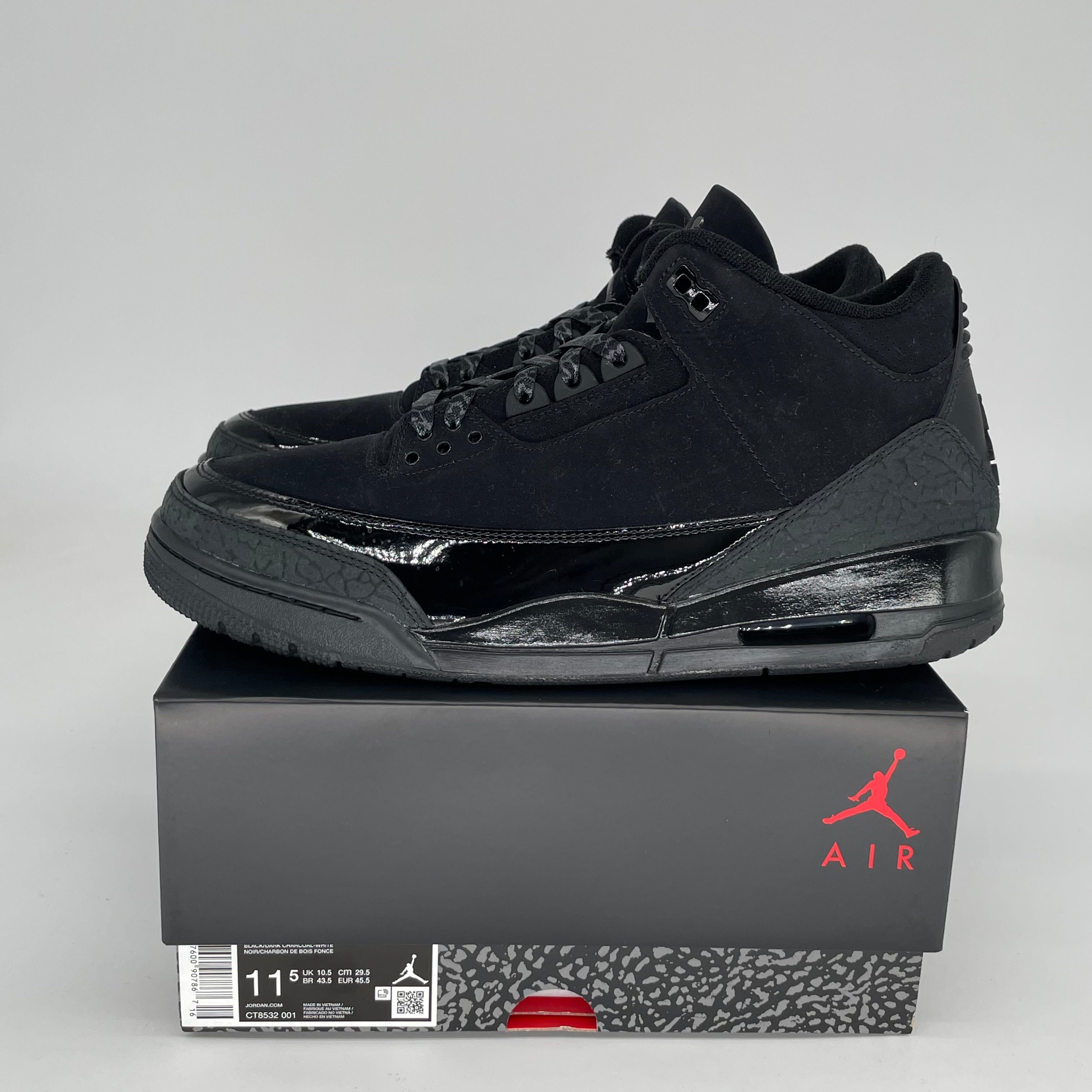 AIR JORDAN 3 Retro Black Cat Men's Basketball Shoes Size 11.5 - Style CT8532-001 | Sneakers for Streetwear, Casual & Basketball Performance