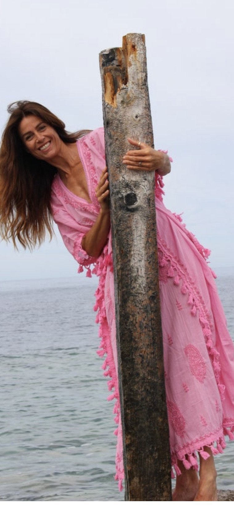 Light Pink Ibiza Maxi Kaftan with Hand Embroidery - Boho Beach Cover Up, Summer Resort Wear, Poolside Dress for Women
