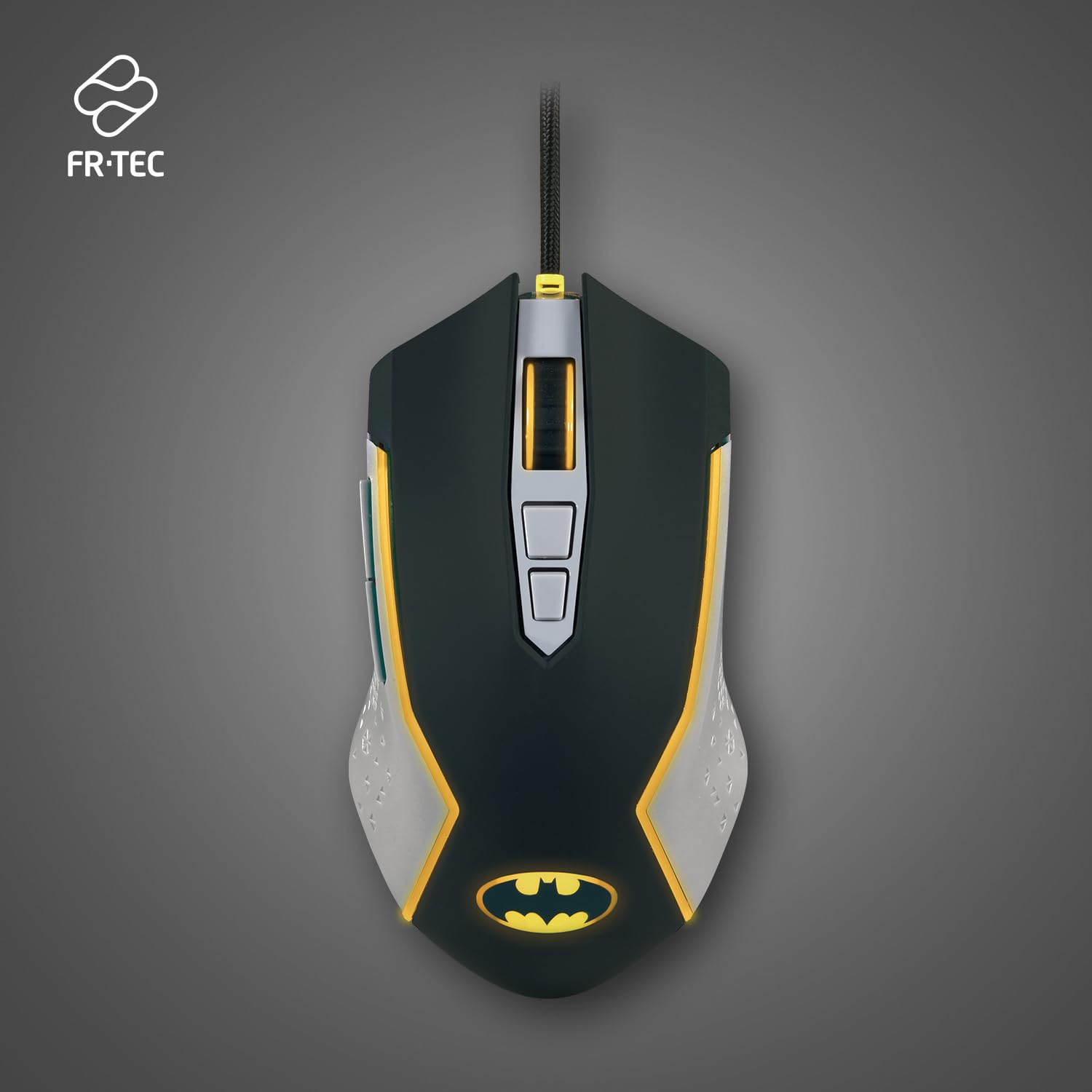 FRTEC Batman Gaming Mouse - Wired DC Official Collection with Adjustable DPI & Yellow LED Lights | Fast, Precise Gaming Mouse with Configurable Side Buttons | Perfect for FPS, MOBA & PC Gaming Enthusiasts