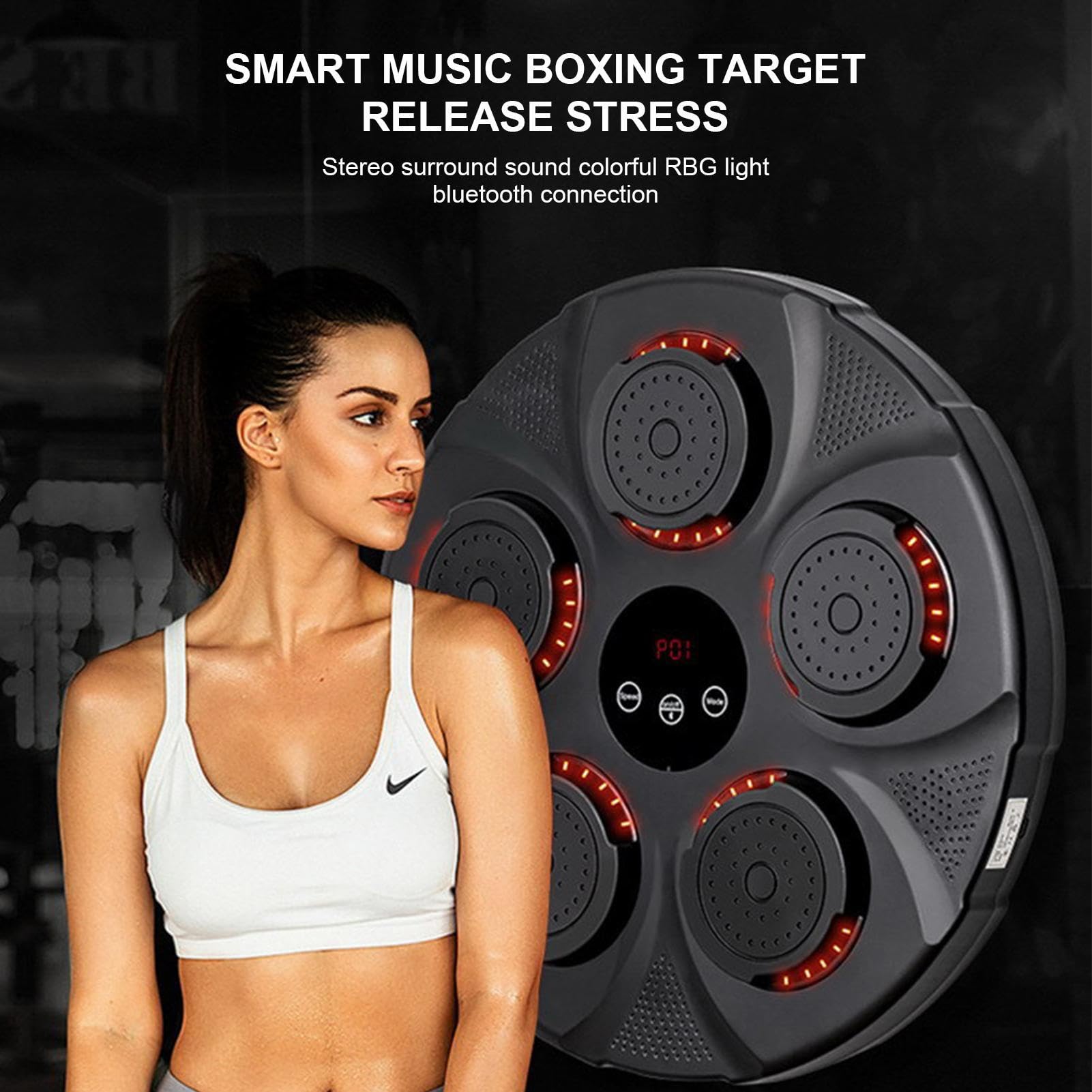Smart Electronic Boxing Machine with Music & RGB Lights - Wall Mount Punching Target for Adult Home Workouts | Perfect for Fitness Training, Stress Relief & Fun Exercise