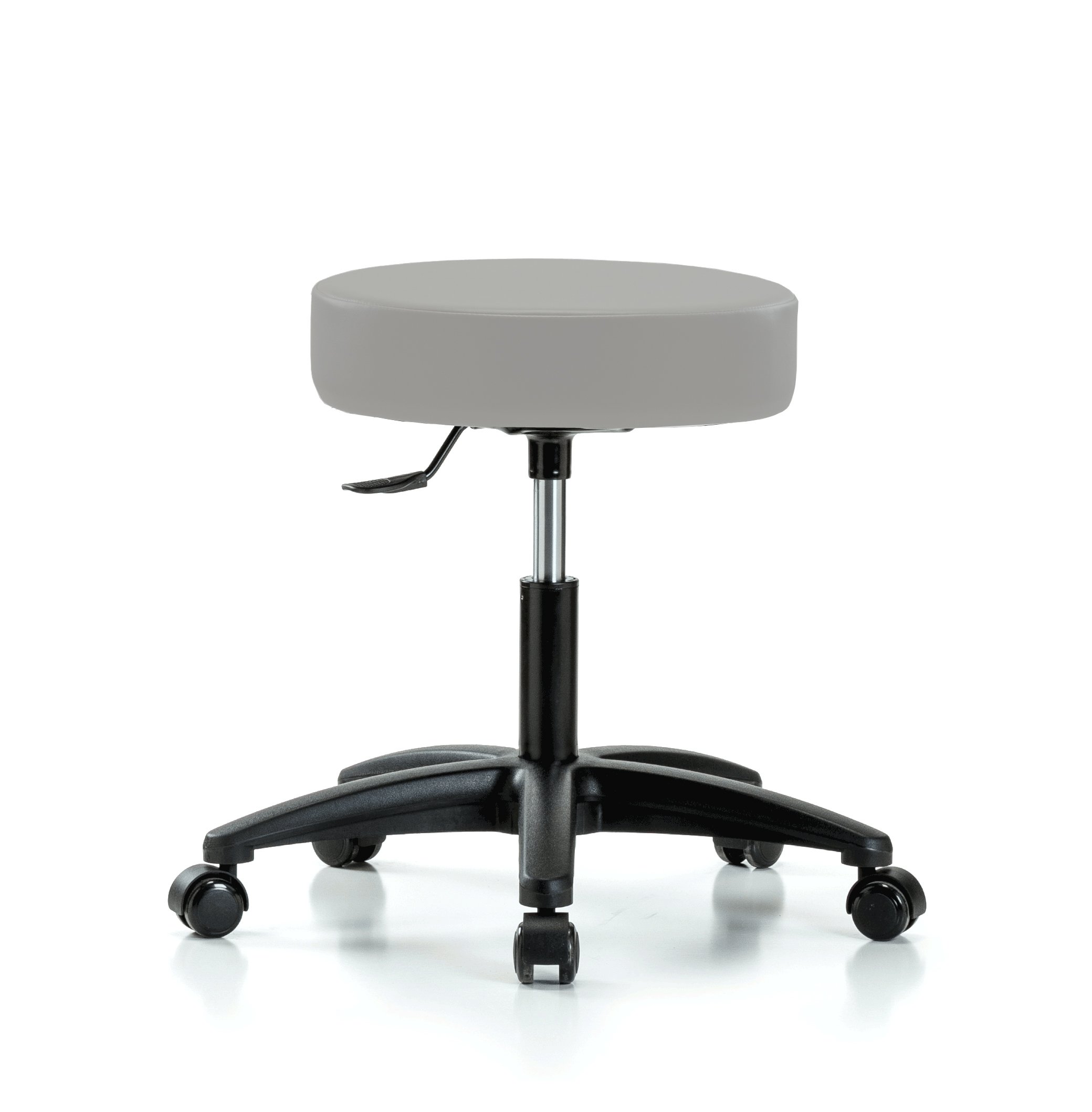 PERCH Rolling Single Lever Height Adjustable Swivel Stool - Ergonomic Office Chair for Carpet & Hard Floors - Adjustable Desk Stool with Grey Vinyl Upholstery - Perfect for Home Office, Workstation & Crafting Areas