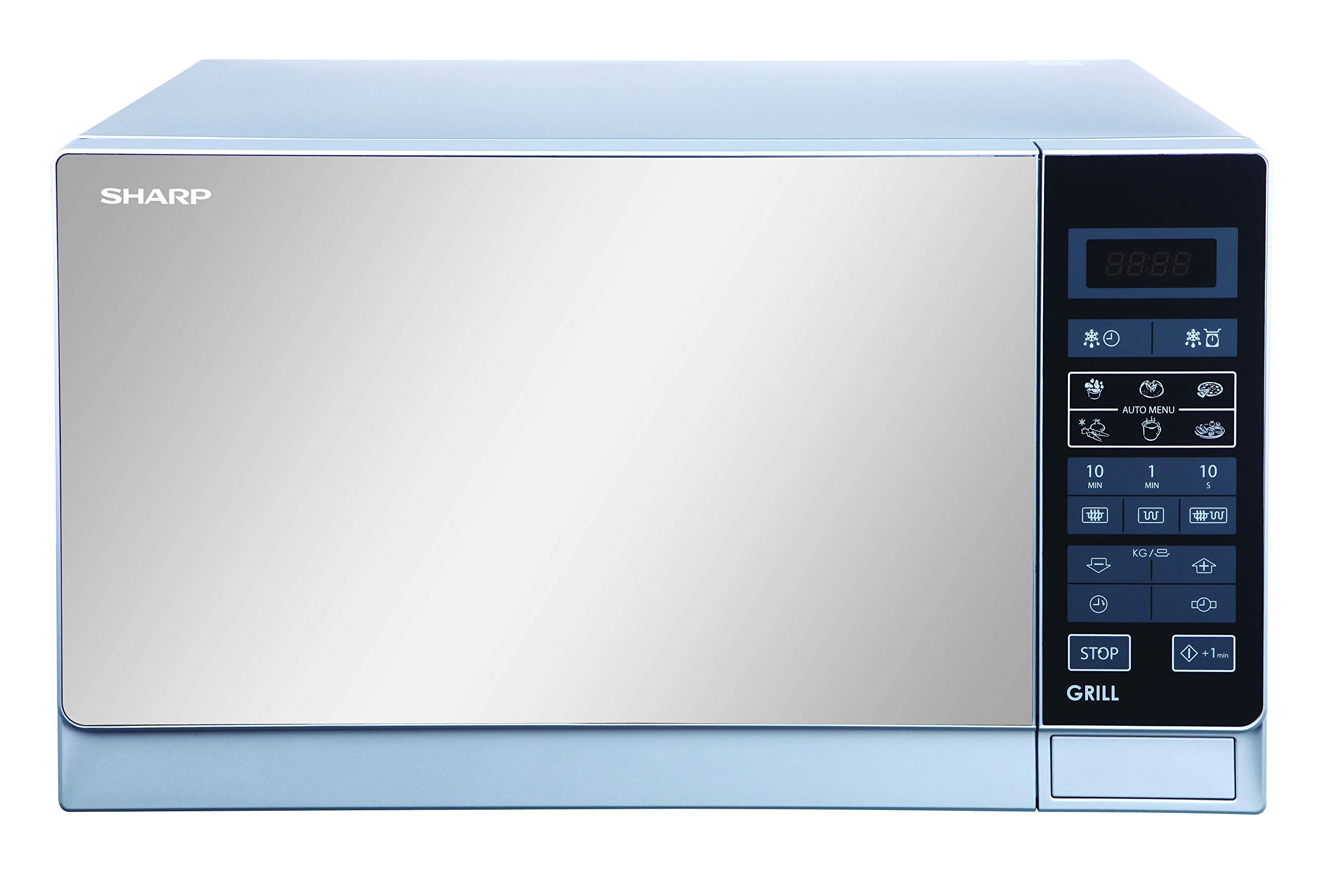 Sharp R-75MT(S) 900W Grill Microwave Oven - 25L Capacity, 220V (Not for USA Use), Silver - Perfect for Small Kitchens, Dorms & Office Break Rooms