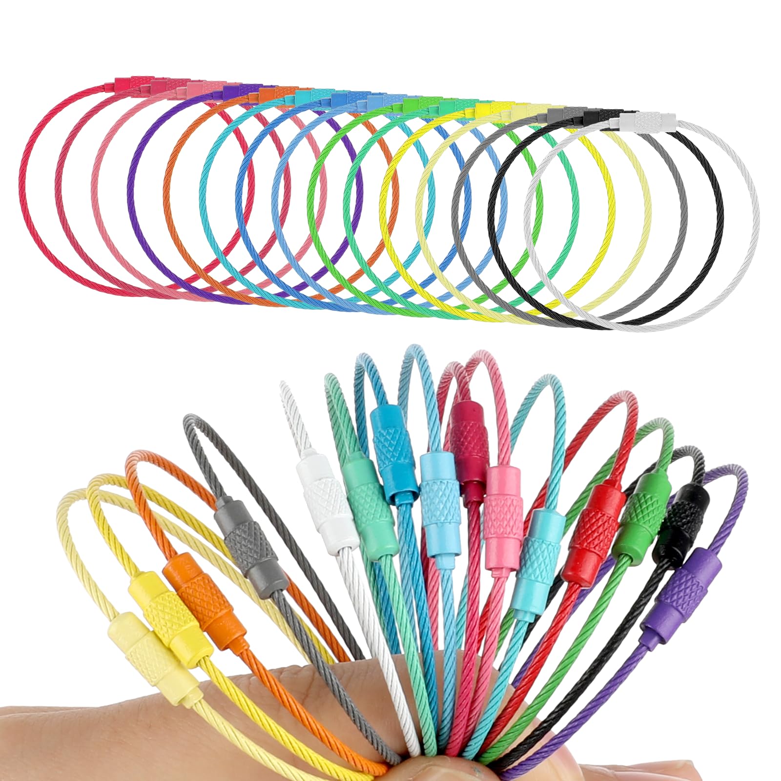 15 Pack Stainless Steel Wire Keychains - Durable Metal Luggage Tag Loops & Key Rings for Crafts, Keys, and Travel Accessories | Perfect for DIY Projects, Key Organization, and Luggage Identification