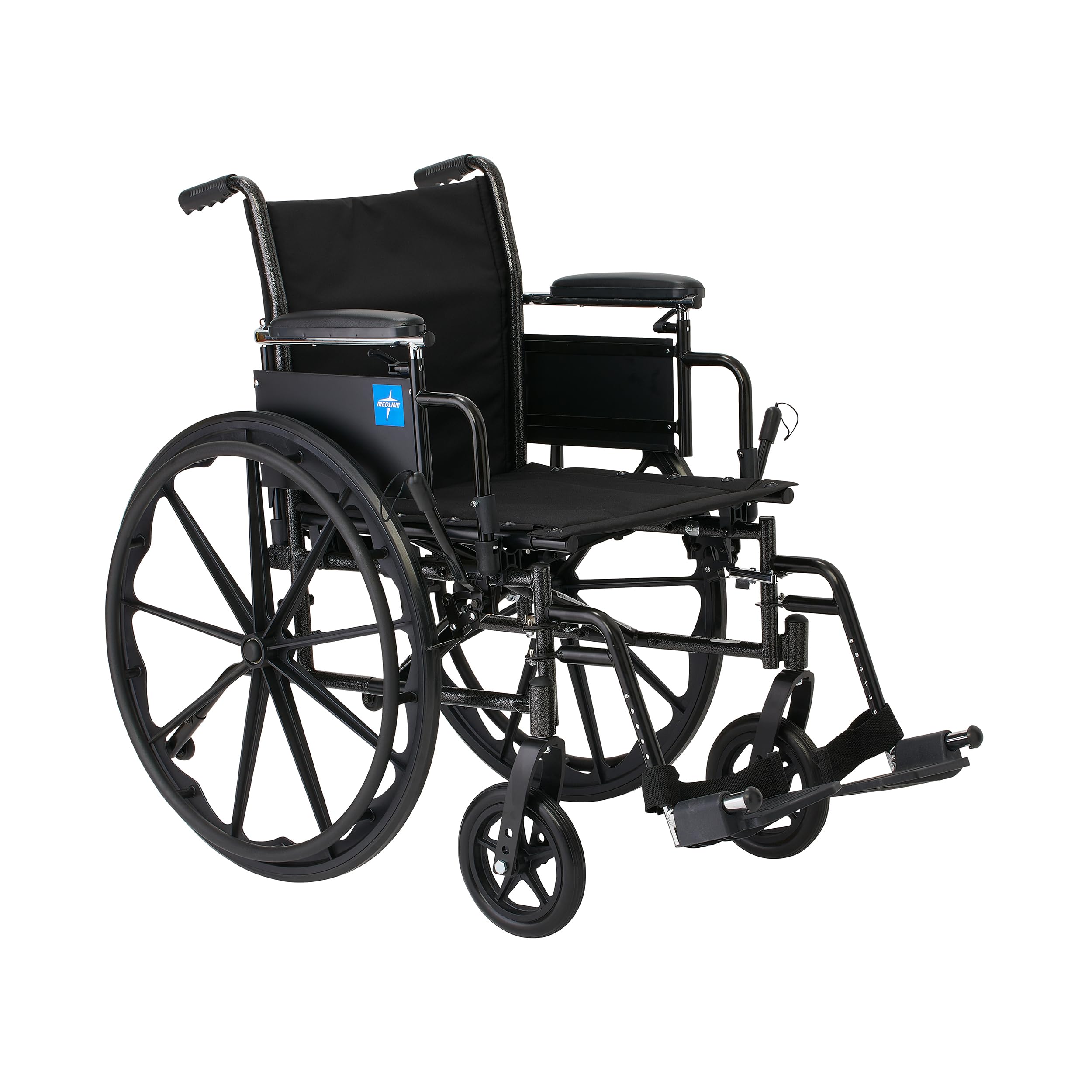 Medline 20” K3 Adjustable Height Wheelchair with Swing-Back Desk Arms & Swing-Away Footrests - 300 lb Weight Capacity Mobility Aid for Adults & Seniors - Ideal for Home, Office, and Travel Use