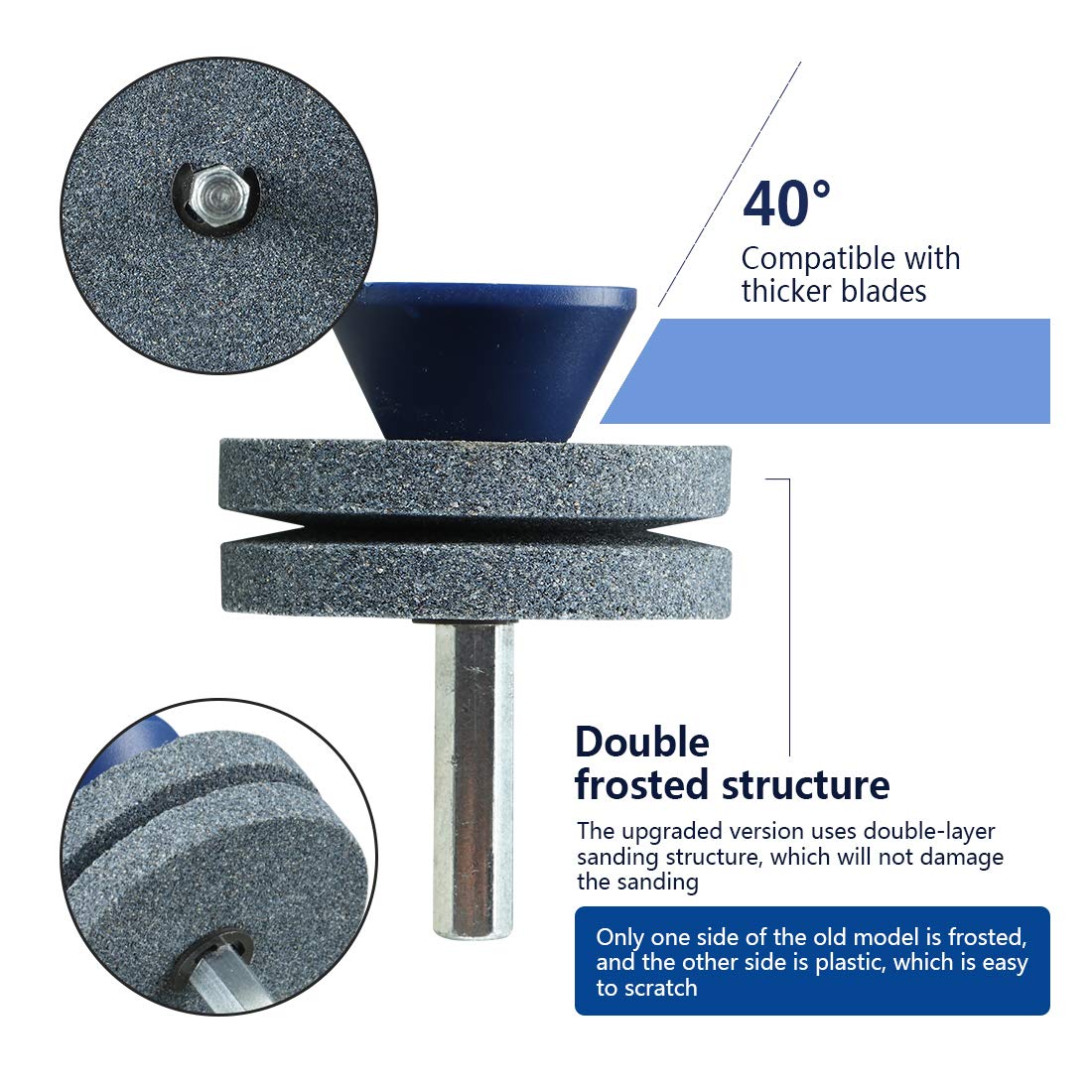 Universal Wear-Resistant Lawn Mower Blade Sharpener - High-Quality Double Layer Corundum Grinding Stone for Power Drills & Hand Drills - Durable Gray Sharpening Tool for Garden Maintenance & DIY Projects