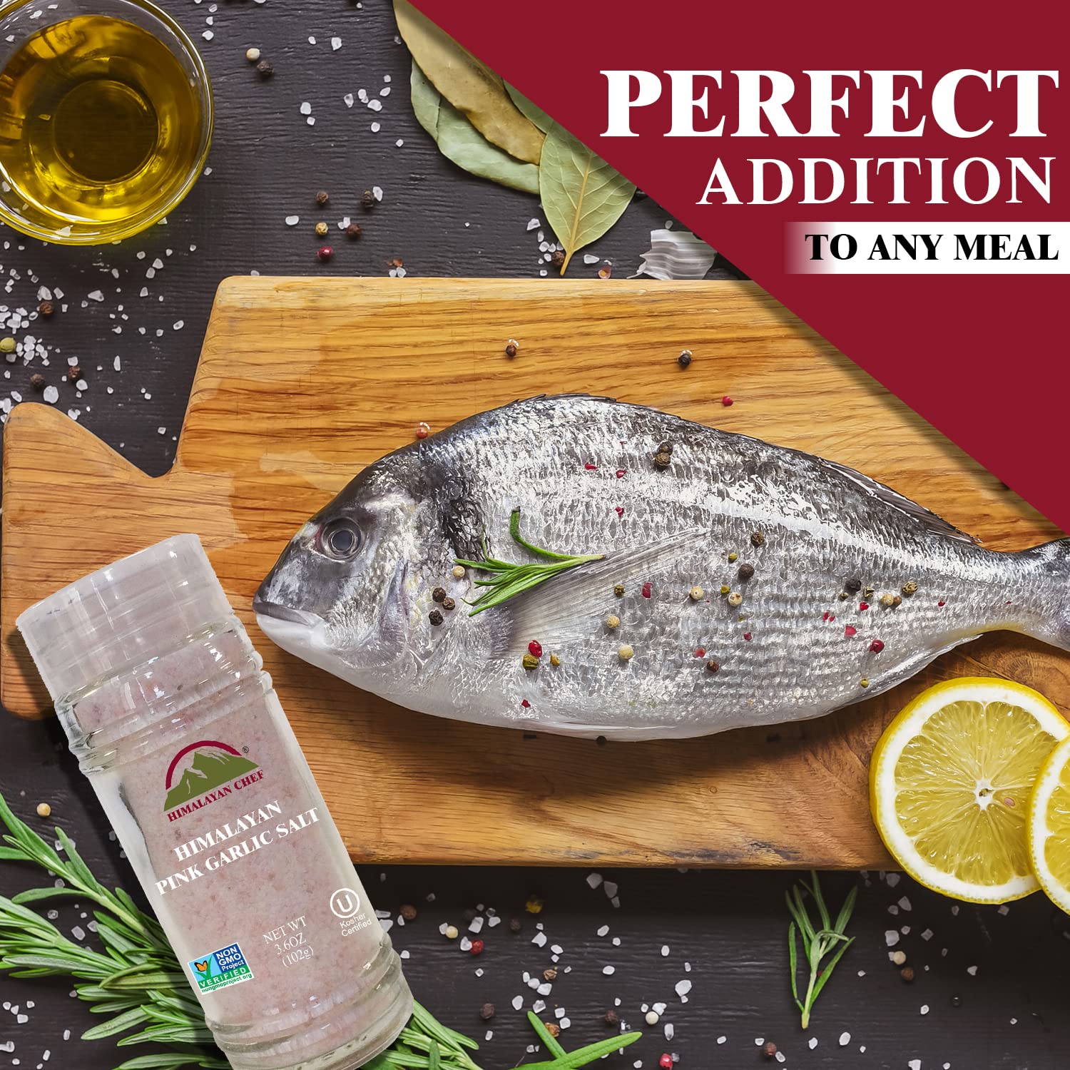 Himalayan Chef Himalayan Pink Garlic Salt - 3.6 Oz, Natural & Certified Garlic Salt Seasoning with Grinder - Perfect for Cooking, Grilling, and Seasoning Dishes