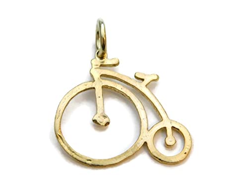 14k Yellow Gold Bicycle Charm Pendant - Elegant Jewelry for Cycling Enthusiasts & Gift Ideas