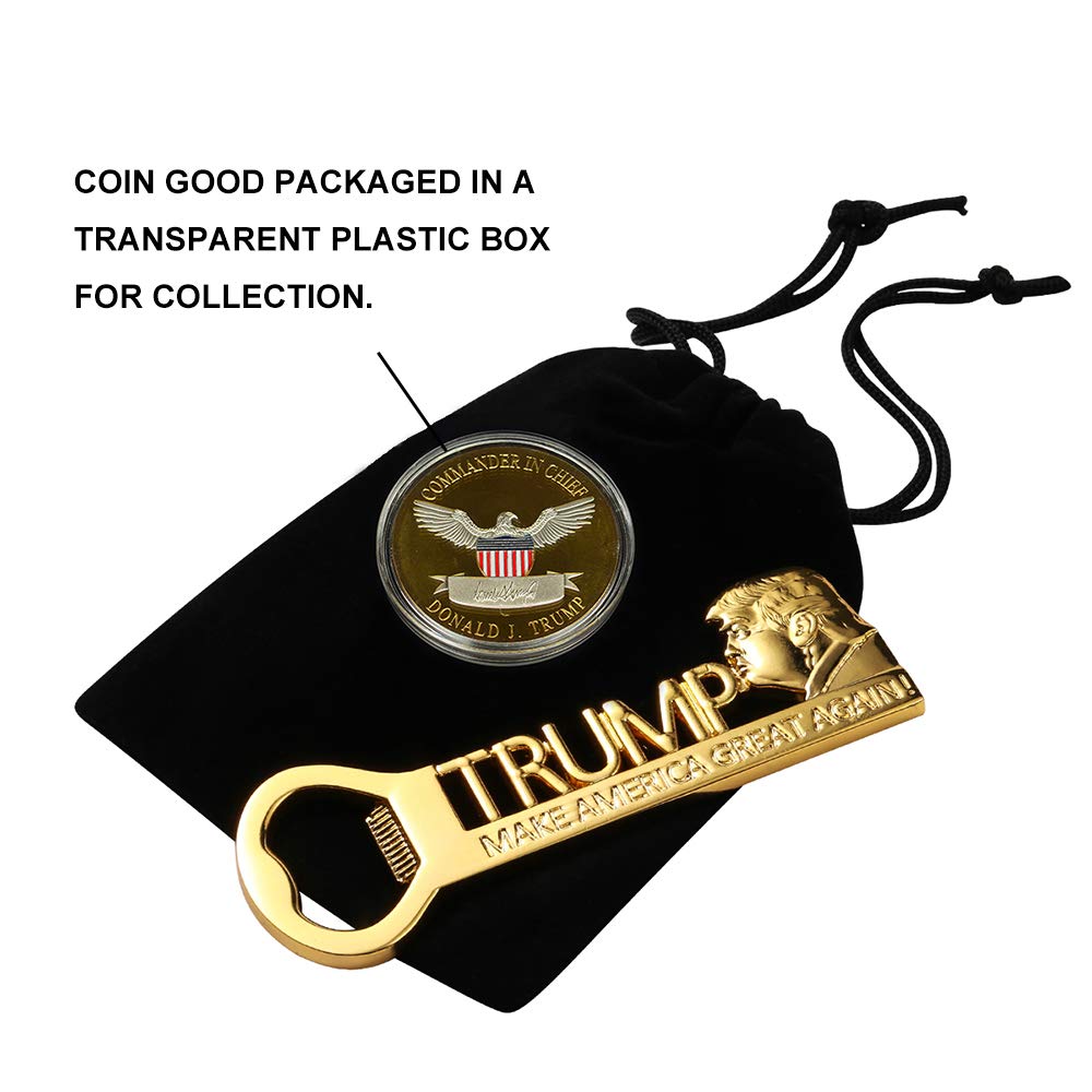 Donald Trump Christmas Gifts for Men - Patriotic Keep America Great Coin & MAGA Bottle Opener - Perfect for GOP Supporters, Political Collectors & Holiday Stocking Stuffers