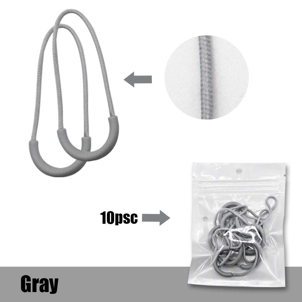 HDST-HOME 10Pcs No-Slip Zipper Pulls Replacement - Durable Zipper Fixer for Backpacks, Jackets, Luggage, Bags & Clothes (Light Grey) | Easy Grip Zipper Extenders for Outdoor Gear, Travel Accessories & Daily Use