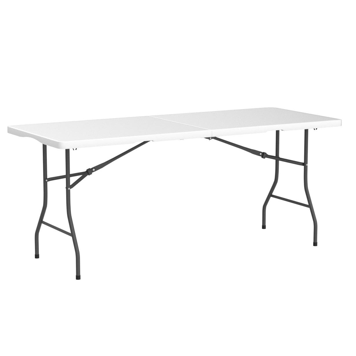 6 FT Plastic Folding Table - Portable Lightweight Granite White Table for Dining, Parties, Picnics & Camping | Indoor & Outdoor Use for Home, Office & Events