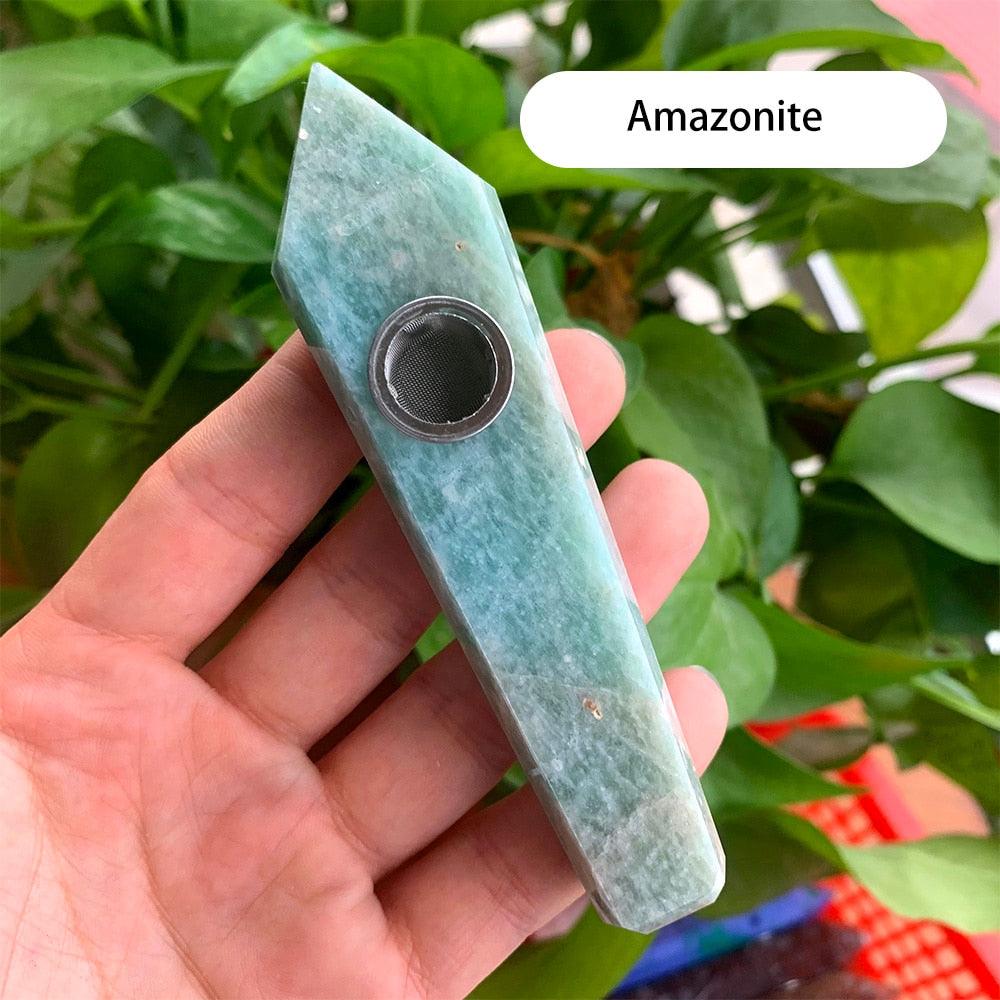 Natural Crystal Pipe with Metal Filter - Rose Quartz Healing Wand for Meditation, Relaxation & Energy Cleansing | Perfect for Reiki, Yoga & Spiritual Practices