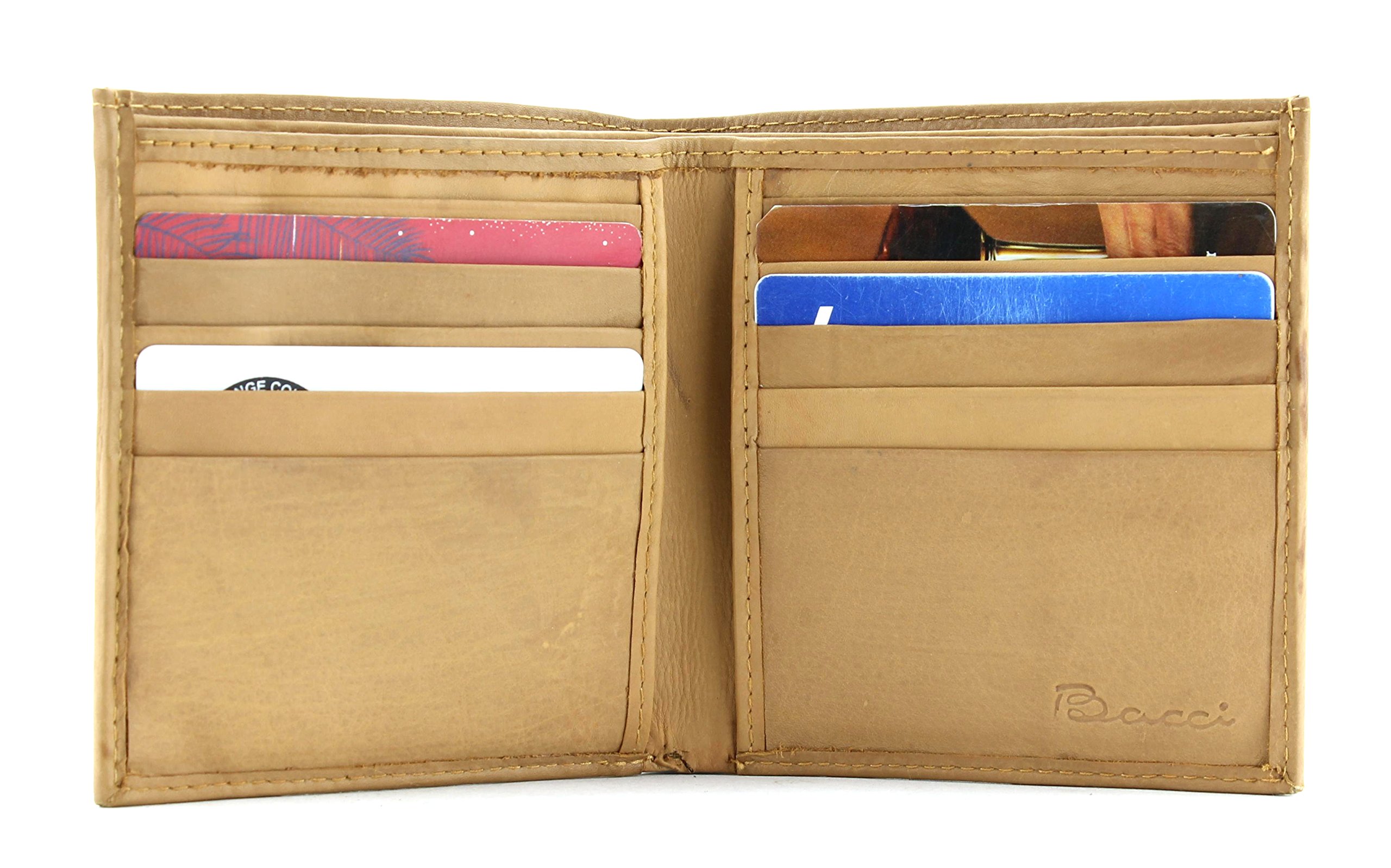 Premium Bifold Leather Wallet for Men - Genuine Top Grain Cowhide, 10 Card Slots, 2 Inner & 2 Cash Pockets - Slim RFID Blocking Billfold Wallet with Durable Contrast Stitching (Tan Brown) - Perfect Gift for Dad, Husband, Boyfriend - Ideal for Everyday Use, Business, Travel & Special Occasions
