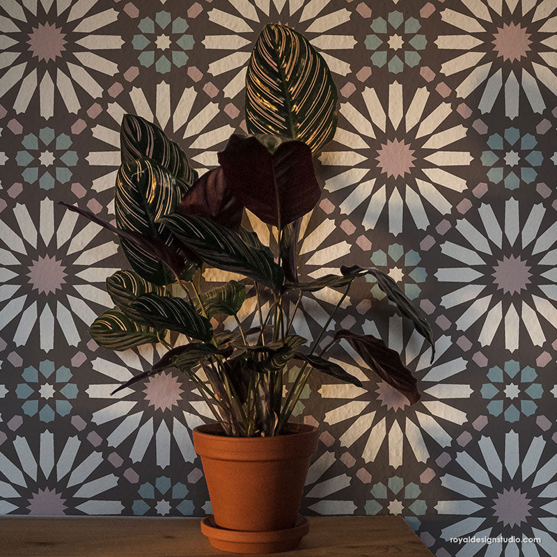 Baraka Tile Allover Stencil - Reusable DIY Wall Stencil for Home Decor, Bathroom, Kitchen Backsplash - Perfect for Painting Patterns on Tiles, Walls, and Floors