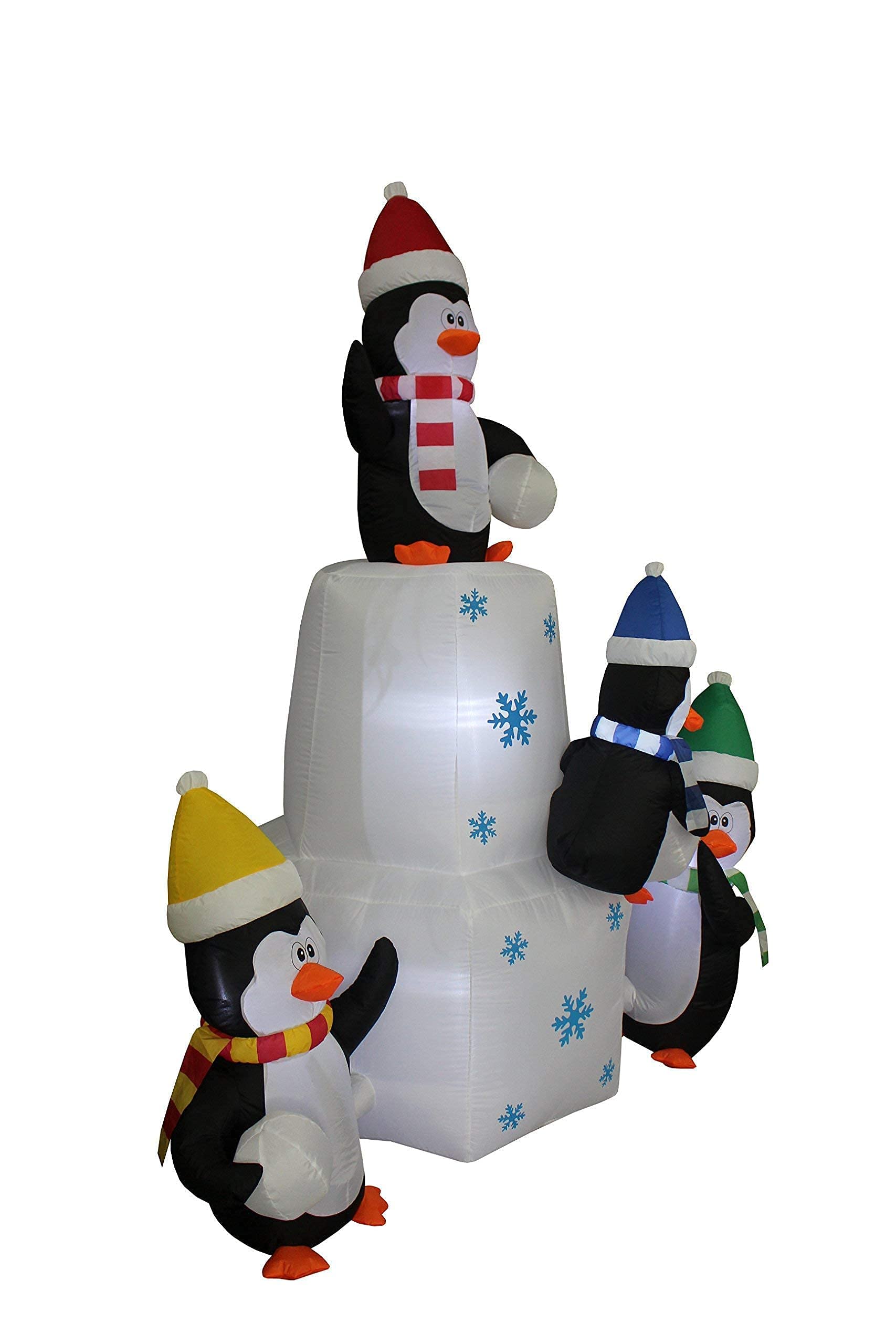 4ft & 8ft Inflatable Christmas Penguin Decorations Set - Lighted Snow Scene Penguin Family with Scarf for Outdoor Holiday Party Decor | Perfect for Front Yard, Lawn, Christmas Village & Winter Festival Displays