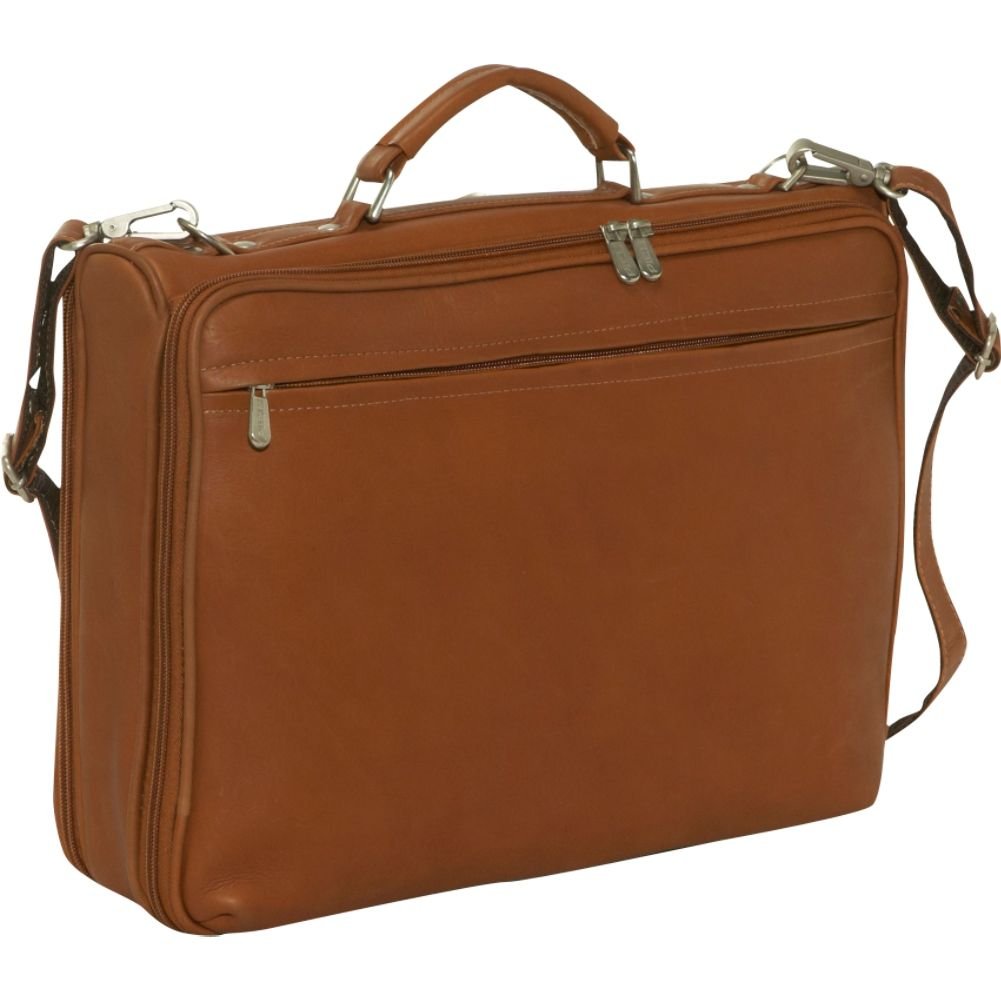 Premium Double Executive Laptop Bag for Business & Travel - Saddle Brown Leather - Fits 15.6