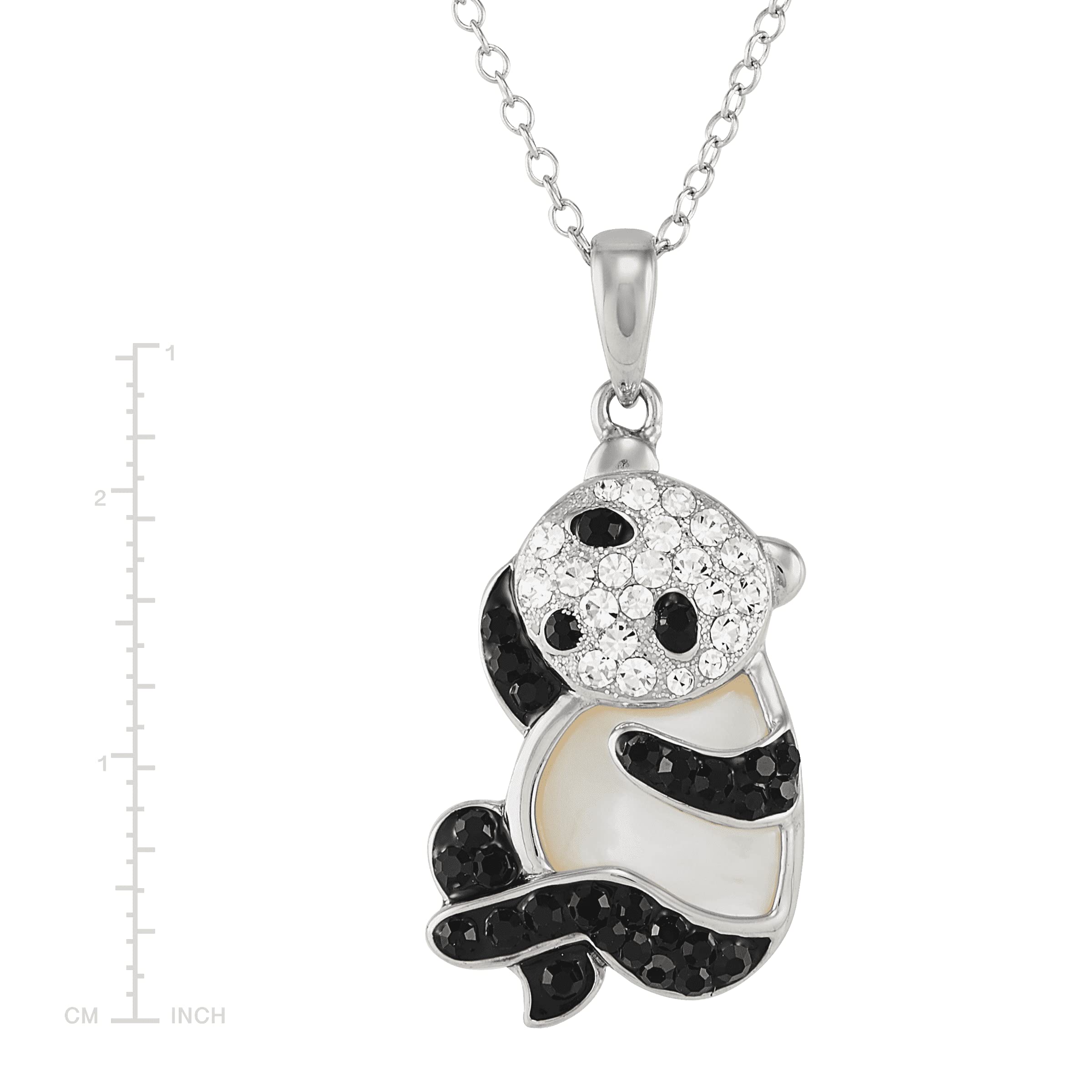 Sterling Silver Panda Necklace with Crystals for Gifts
