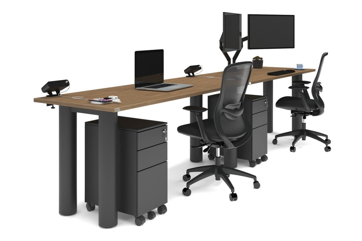 Quadro Cylinder Leg 2 Person Office Workstation Desk - 1800L x 700W - Modern Shared Workspace Solution for Collaborative Teams & Coworking Spaces
