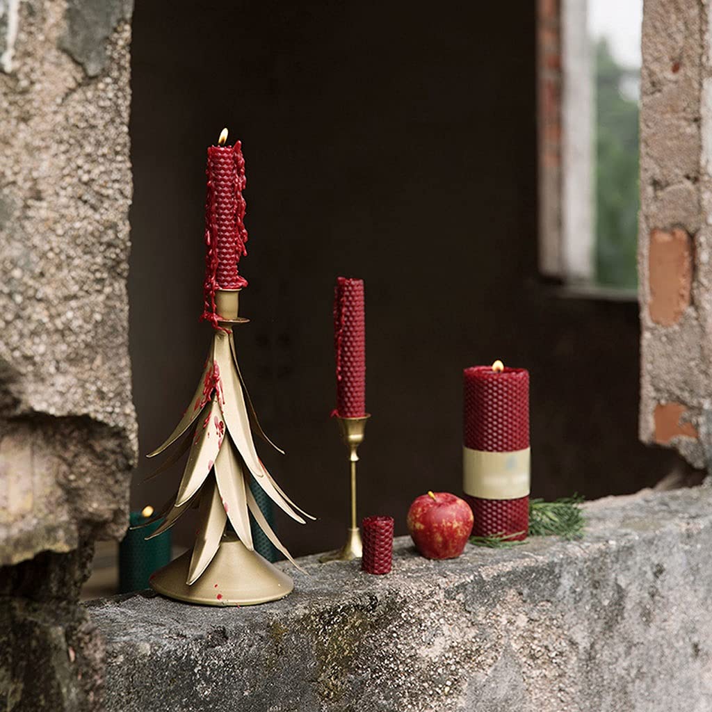 Handmade Wrought Iron Single-Head Candle Holder - Gold Christmas Tree Shape Desktop Decor for Holiday, Wedding & Home Decoration | Perfect for Table Centerpiece, Gift & Festive Ambiance