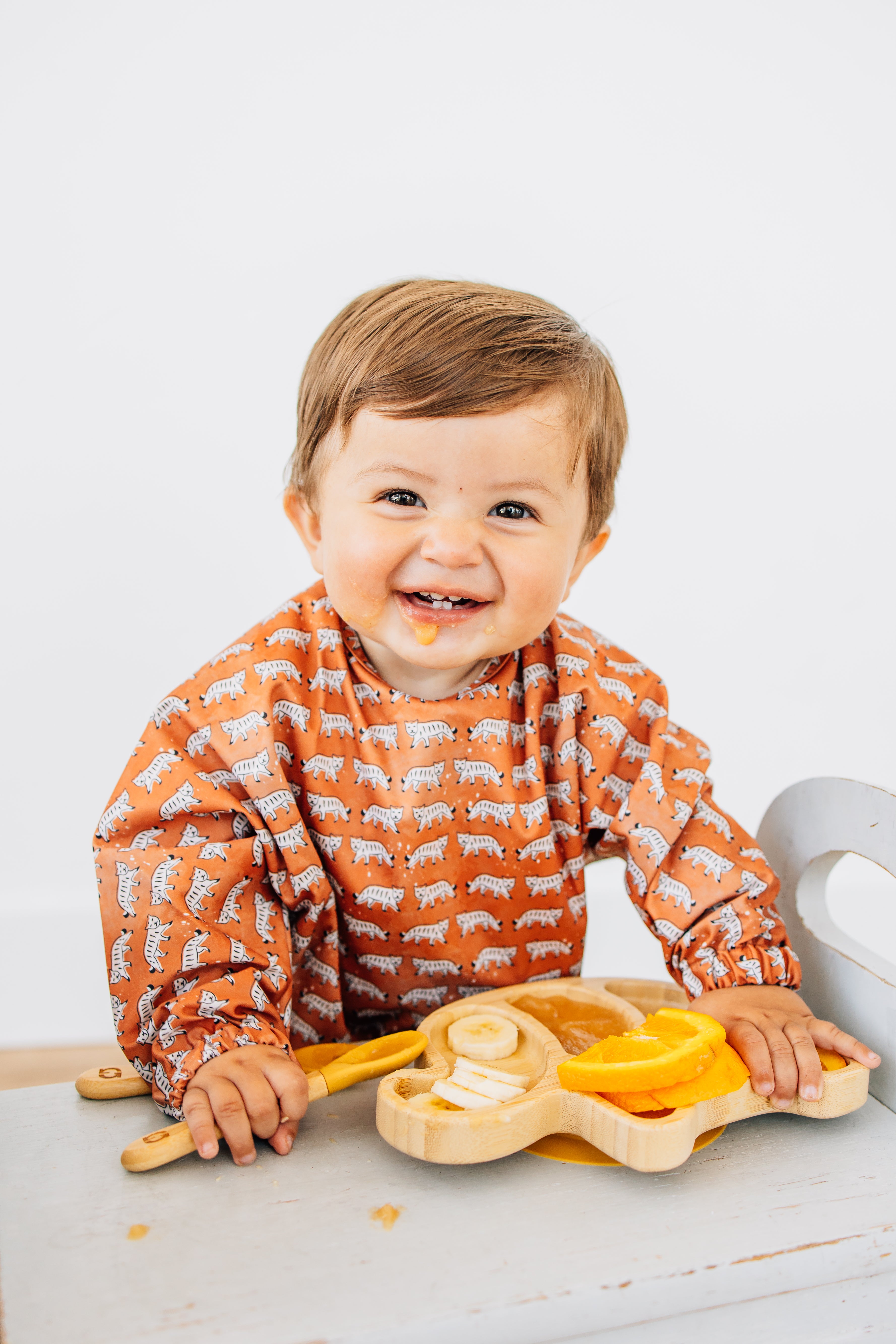 Eco-Friendly Long Sleeve Smock Bib for Babies - Made from Recycled Plastic - Perfect for Mealtime, Art Projects & Messy Play