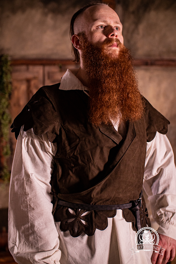 Landsknecht Suede Vest Imperialis - Renaissance Style Leather Waistcoat for Men - Perfect for LARP, Cosplay, and Historical Reenactments
