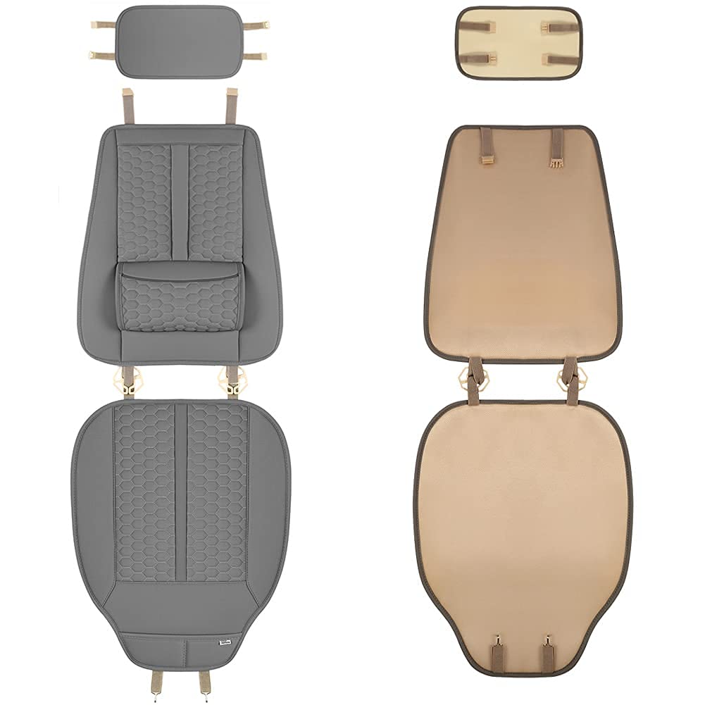 Universal Black Panther Car Seat Cover - 1-Piece Sideless Driver Seat Protector with Lumbar Support & Headrest Cover (Gray) | Durable & Comfortable for Cars, Trucks, SUVs | Perfect for Pet Protection, Spill Prevention & Long Drives